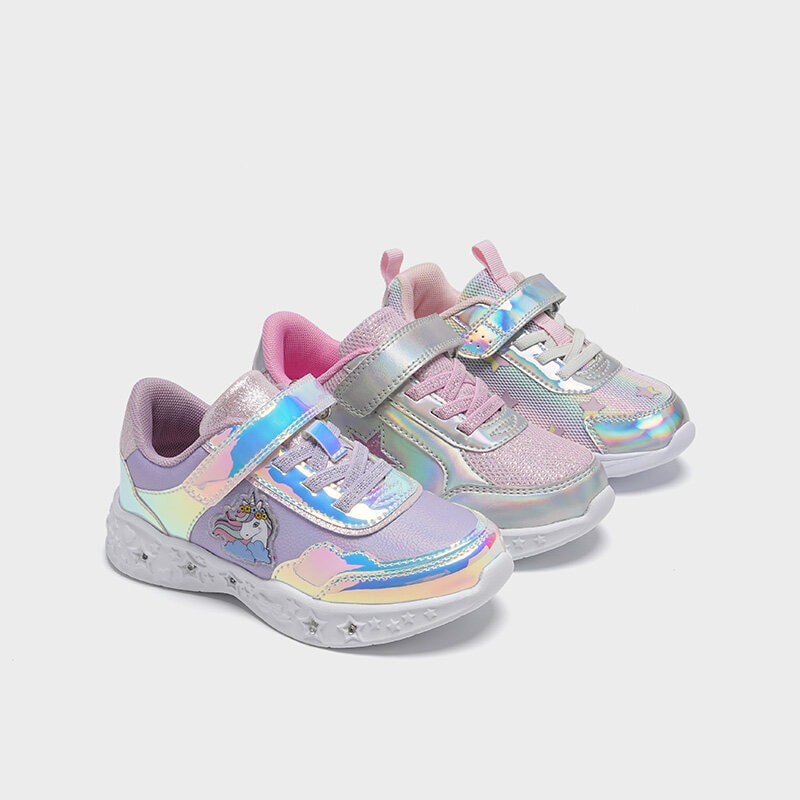 Färgglada sneakers för barn med blinkande sula