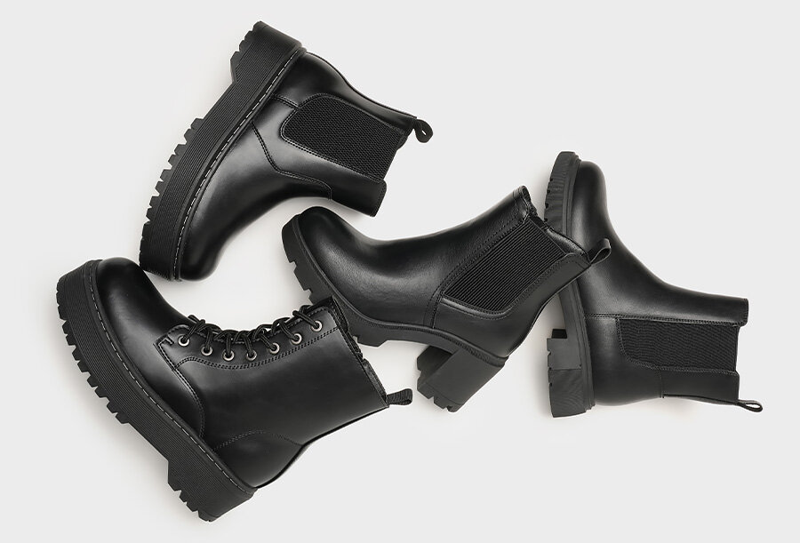 Svarta boots och kängor