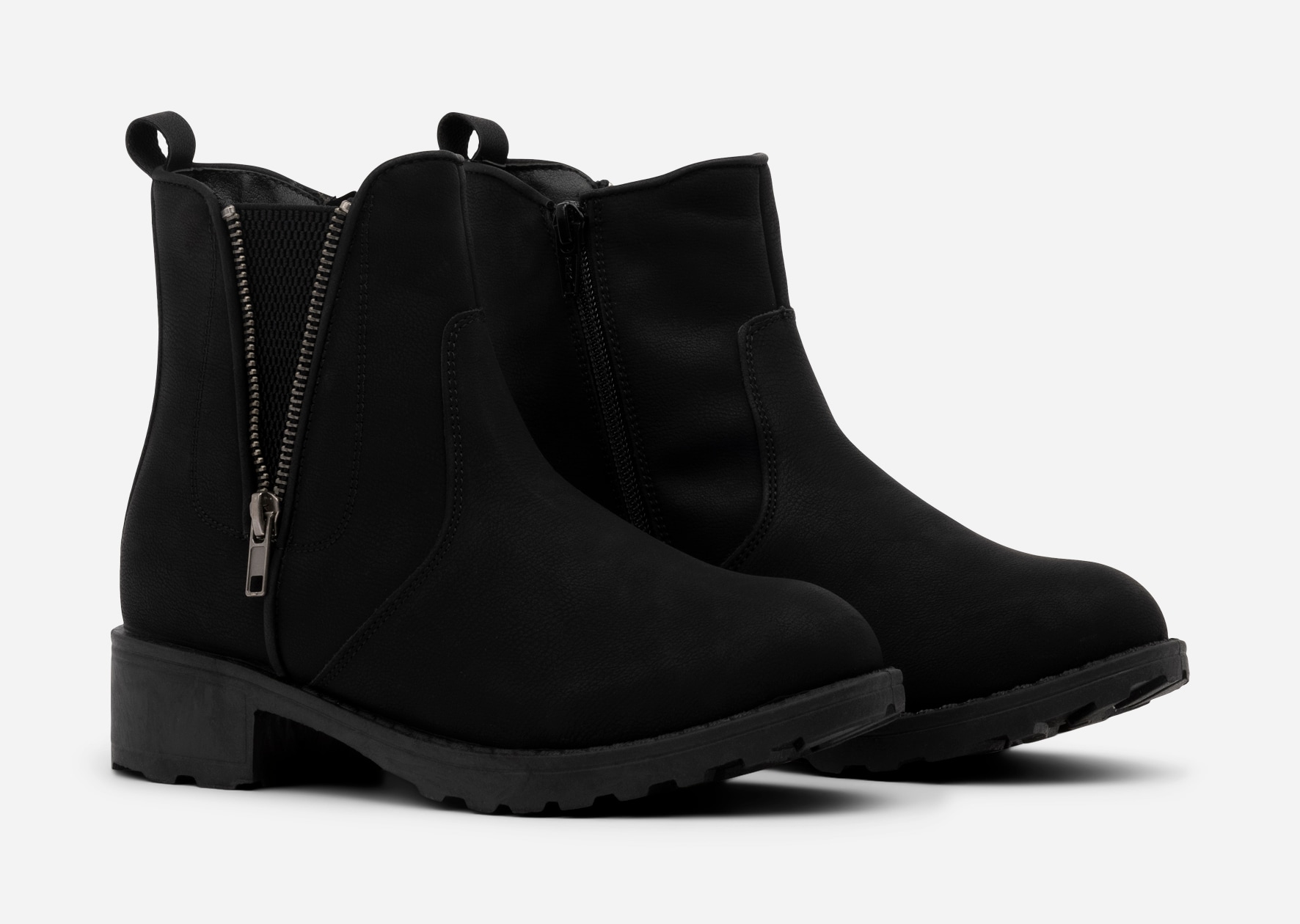 ZOEY, Varmfodrade boots med dragkedja Svarta