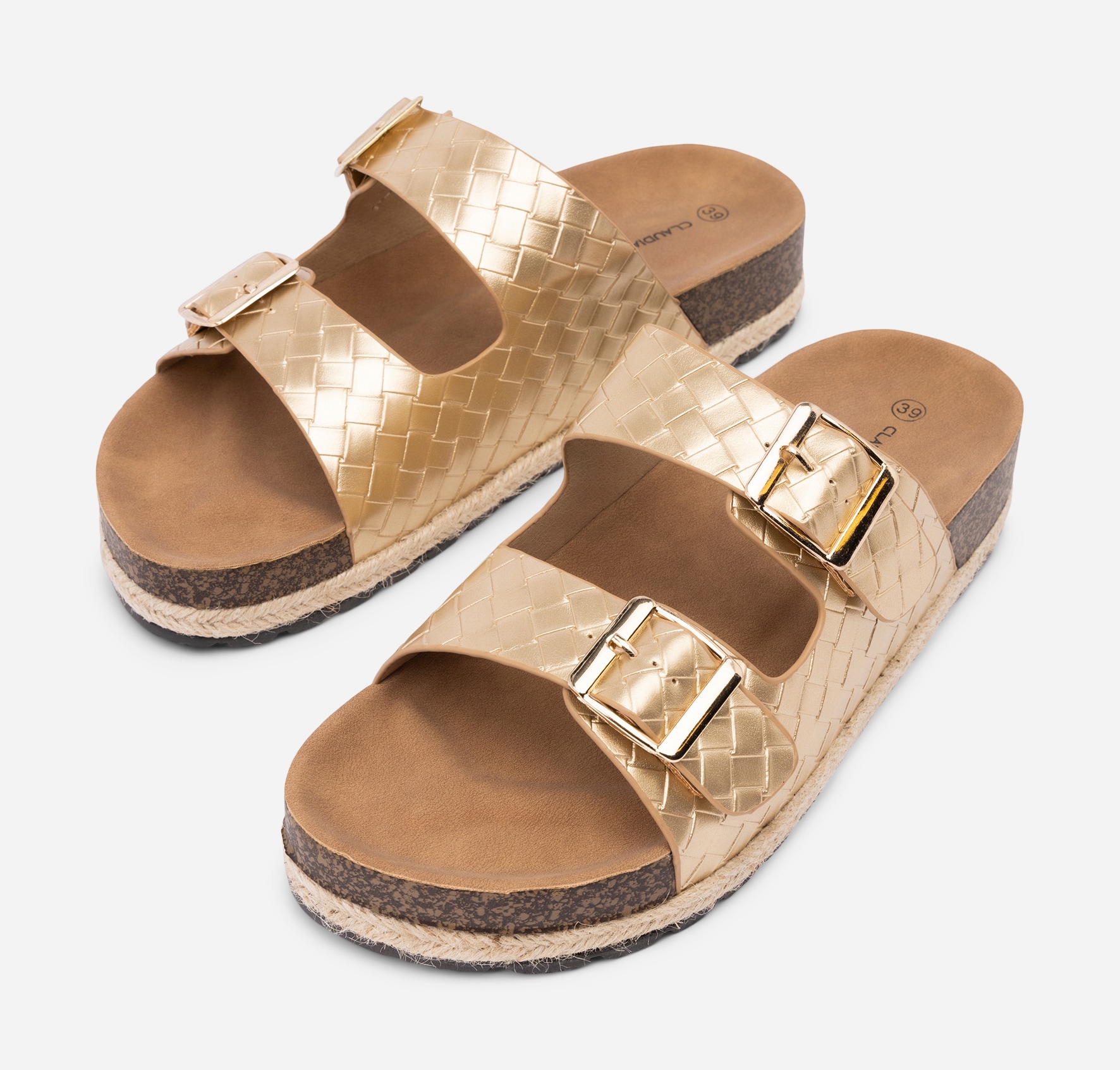 CLAUDIA GHIZZANI, Sandaler med spänne Metallfärgade