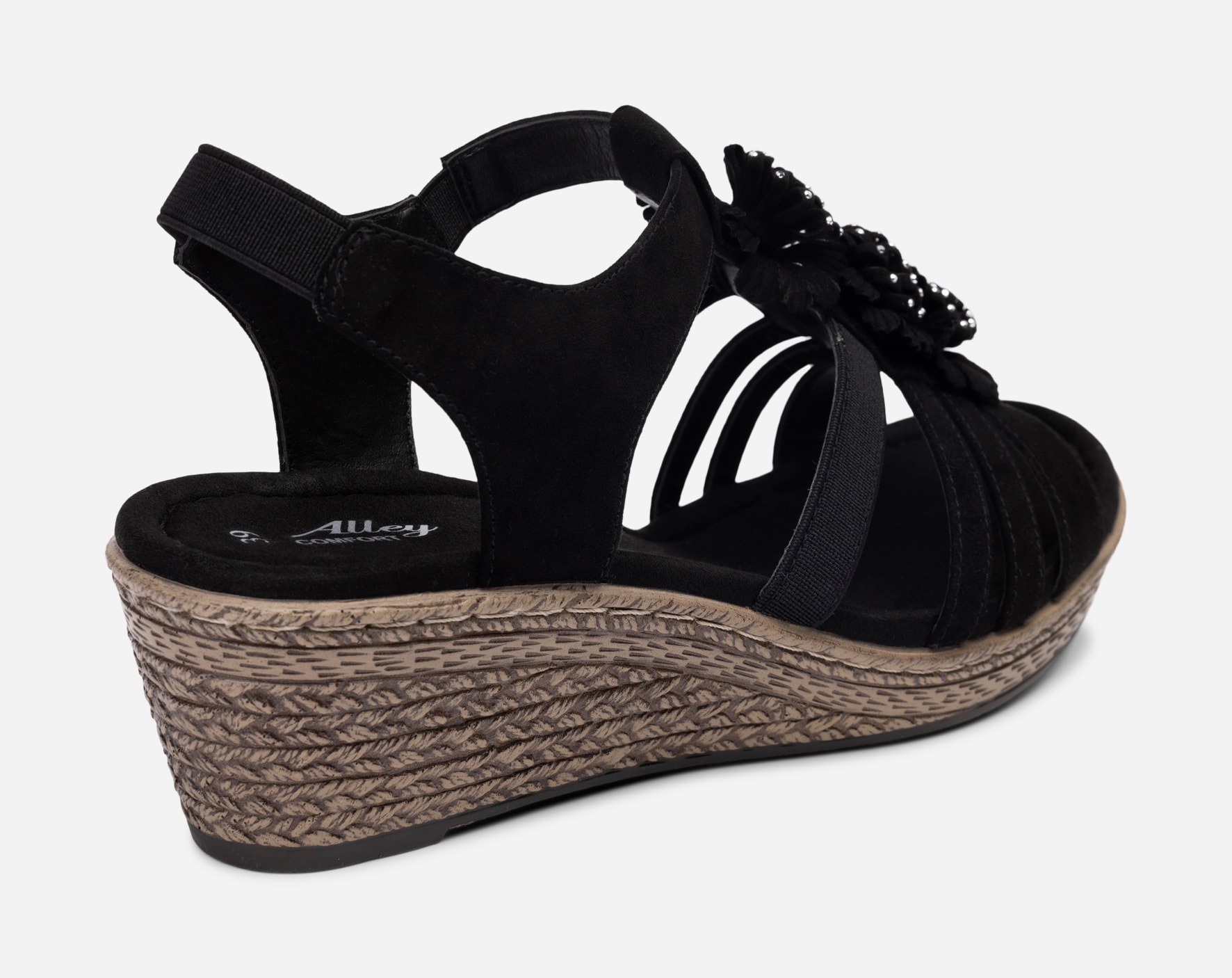 ALLEY COMFORT, Sandaletter med repsula Svarta