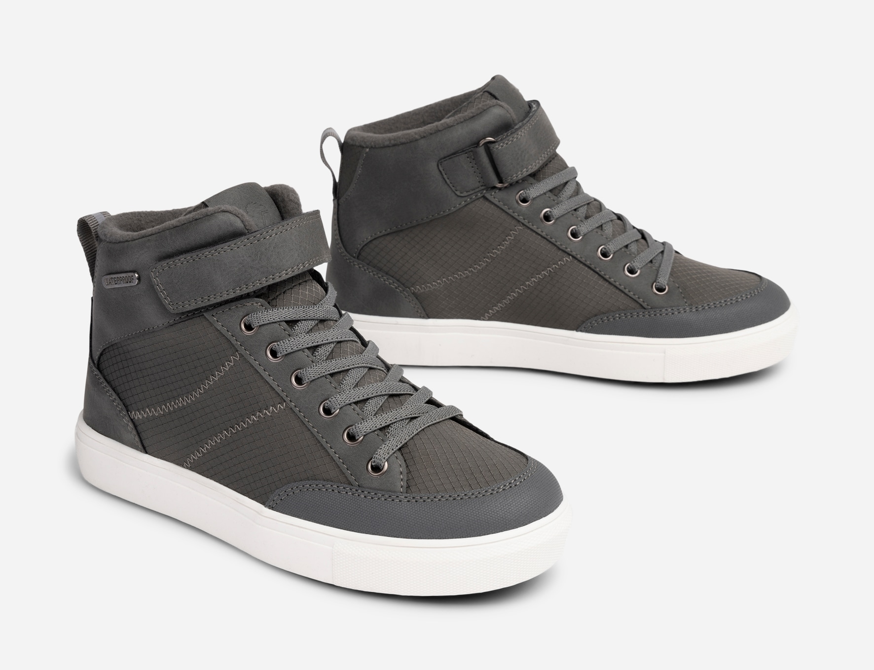 LEJON, Fleecefodrade höga sneakers waterproof Gråa