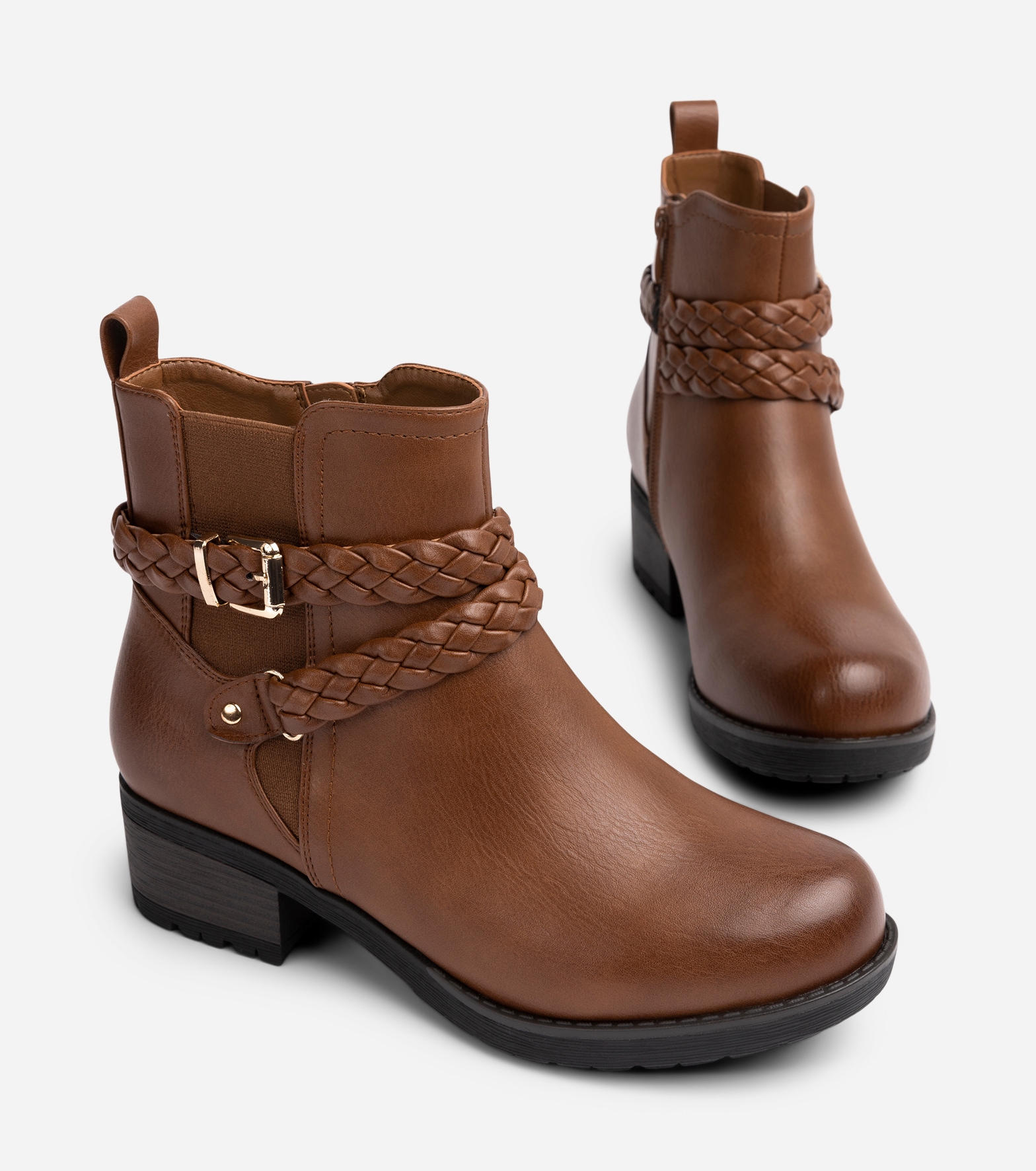 ALLEY COMFORT, Varmfodrade boots med spänne Bruna