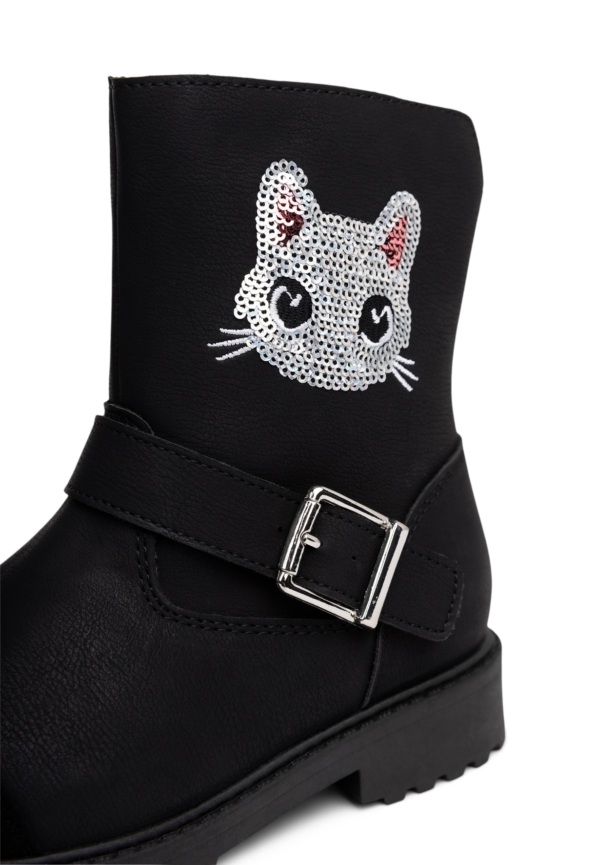 ZOEY, Varmfodrade boots med spänne Svarta