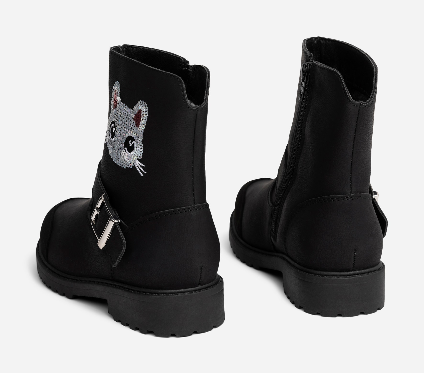 ZOEY, Varmfodrade boots med spänne Svarta