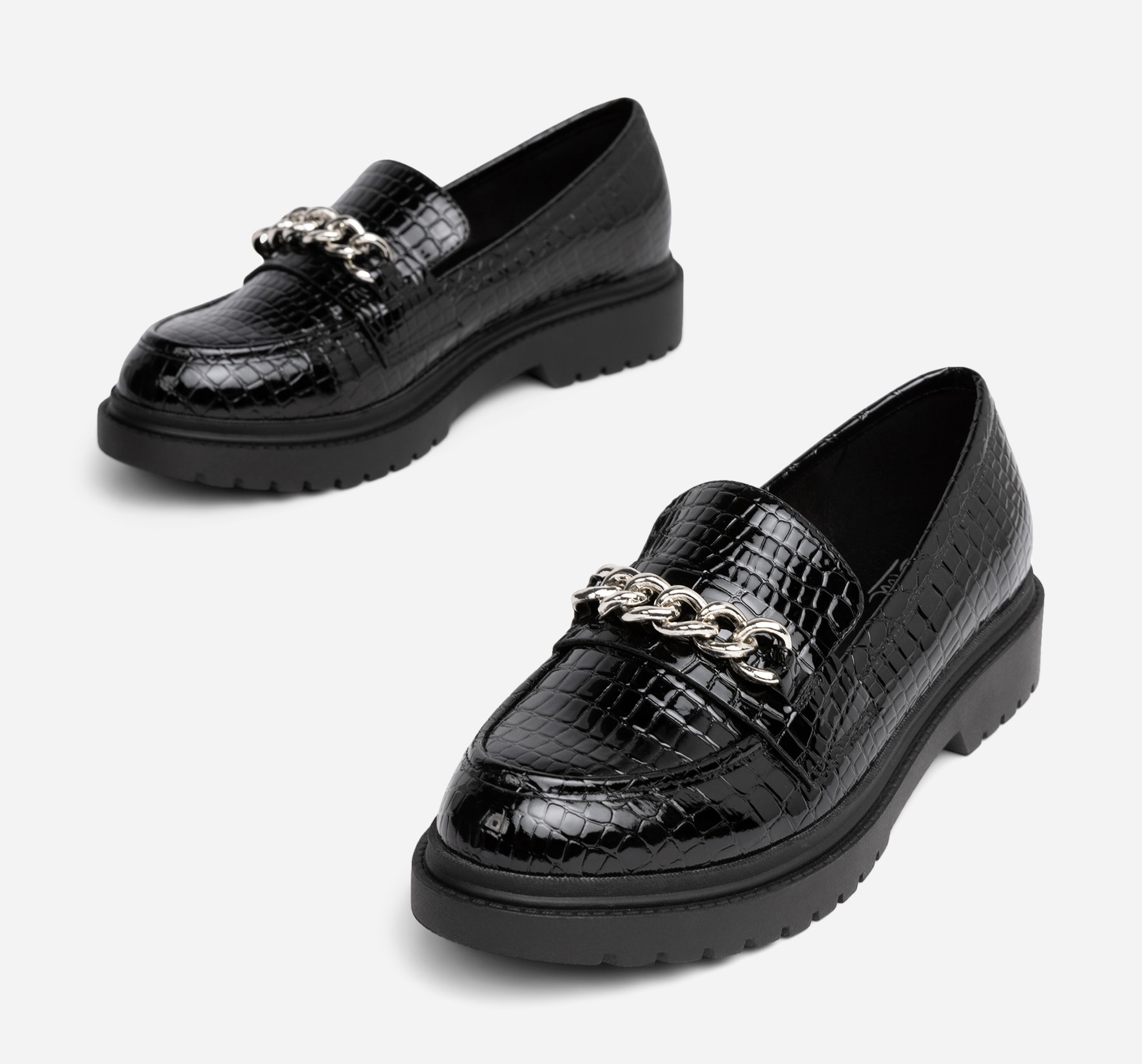 CLOU, Loafers med kedja Svarta