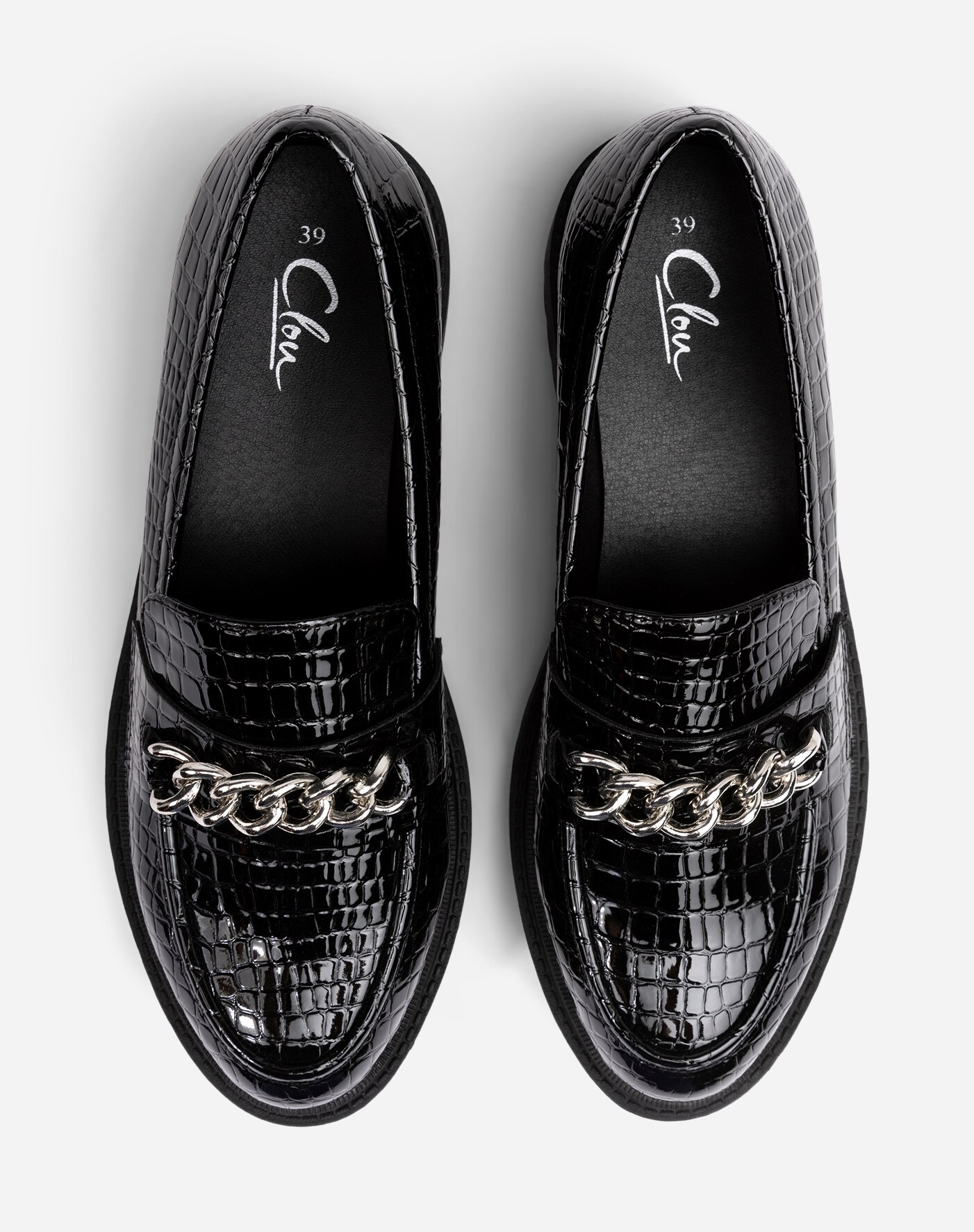 CLOU, Loafers med kedja Svarta