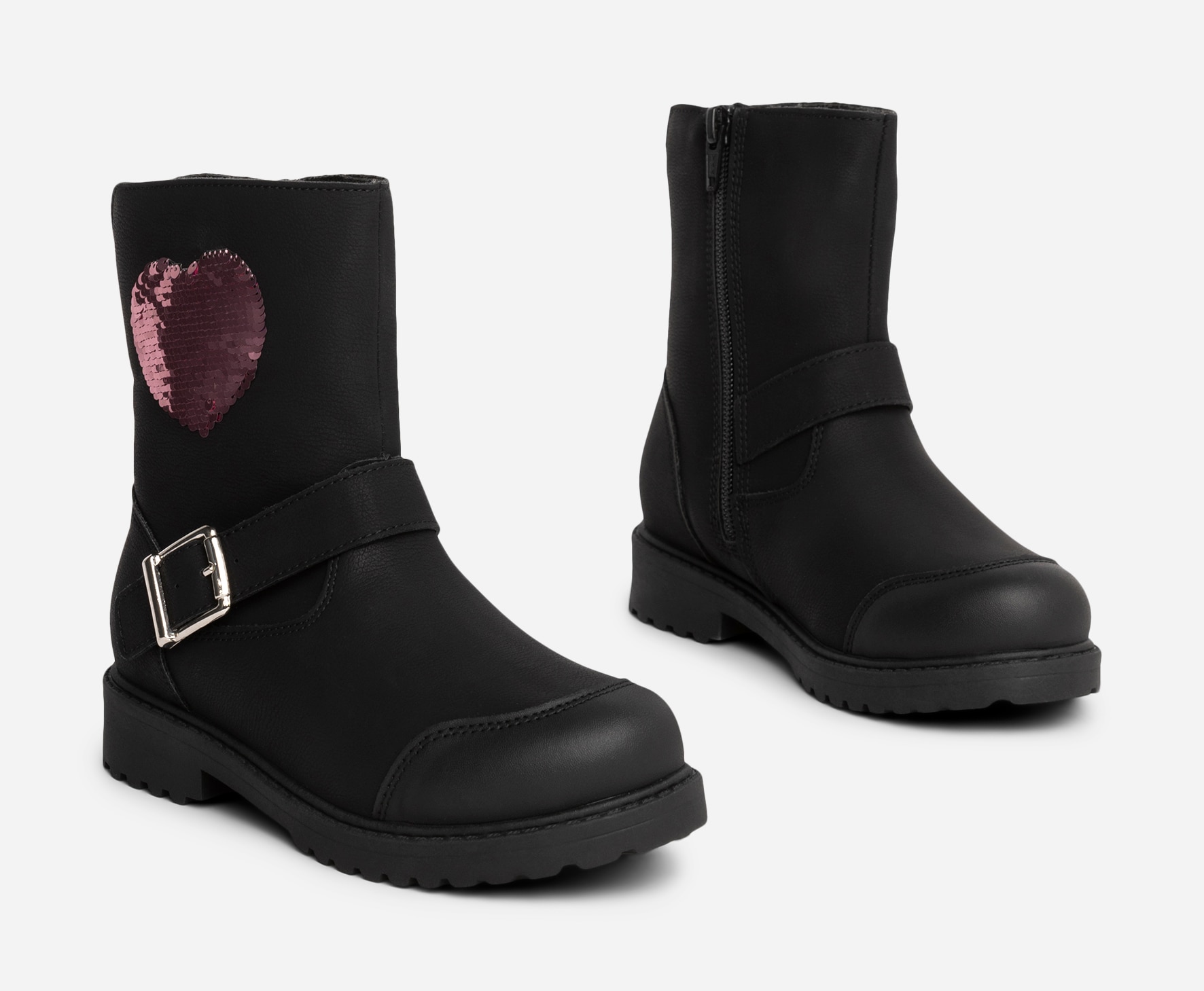 ZOEY, Varmfodrade boots med spänne Svarta