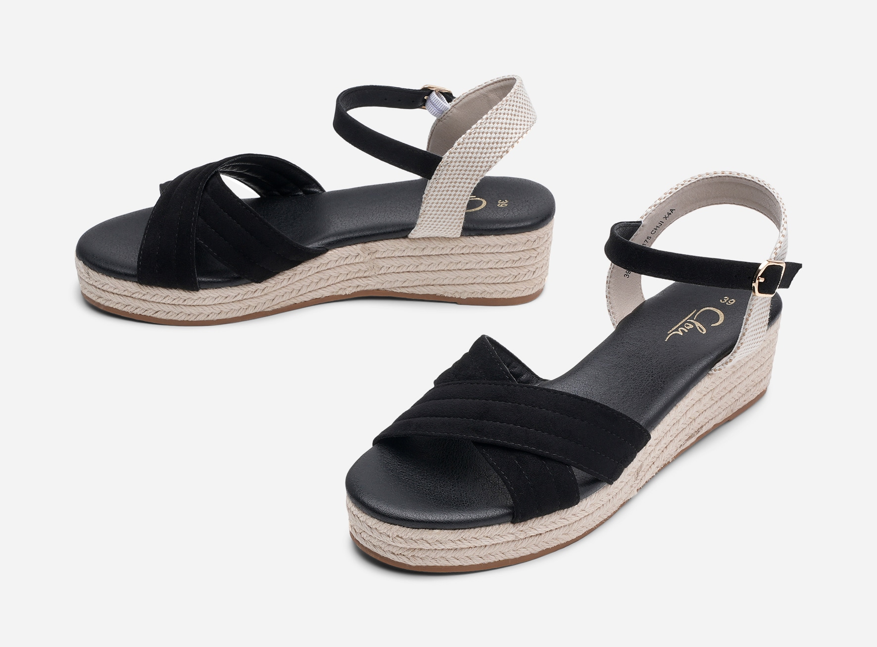 CLOU, Sandaletter med repsula Svarta