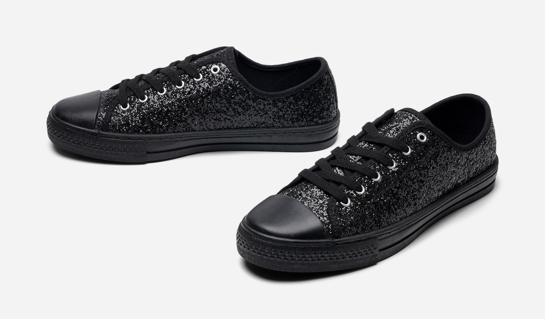 LEJON, Tygskor med glitter Svarta