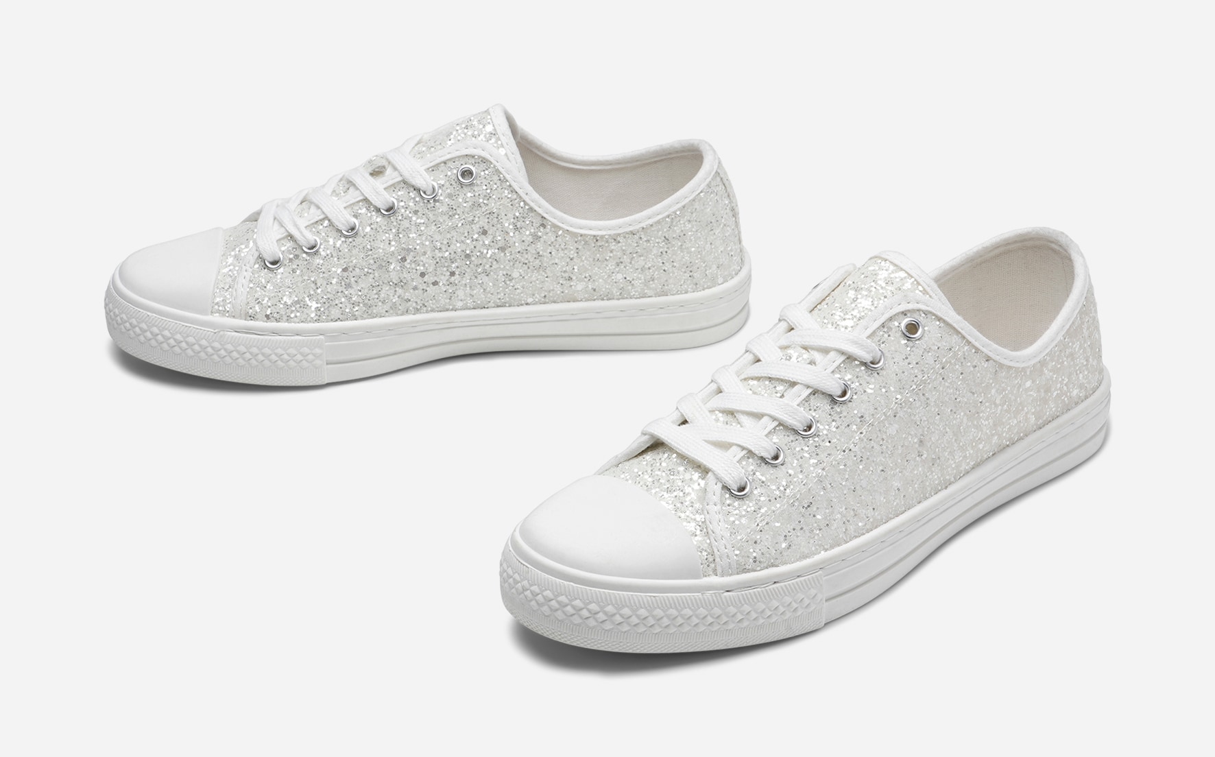 LEJON, Tygskor med glitter Vita