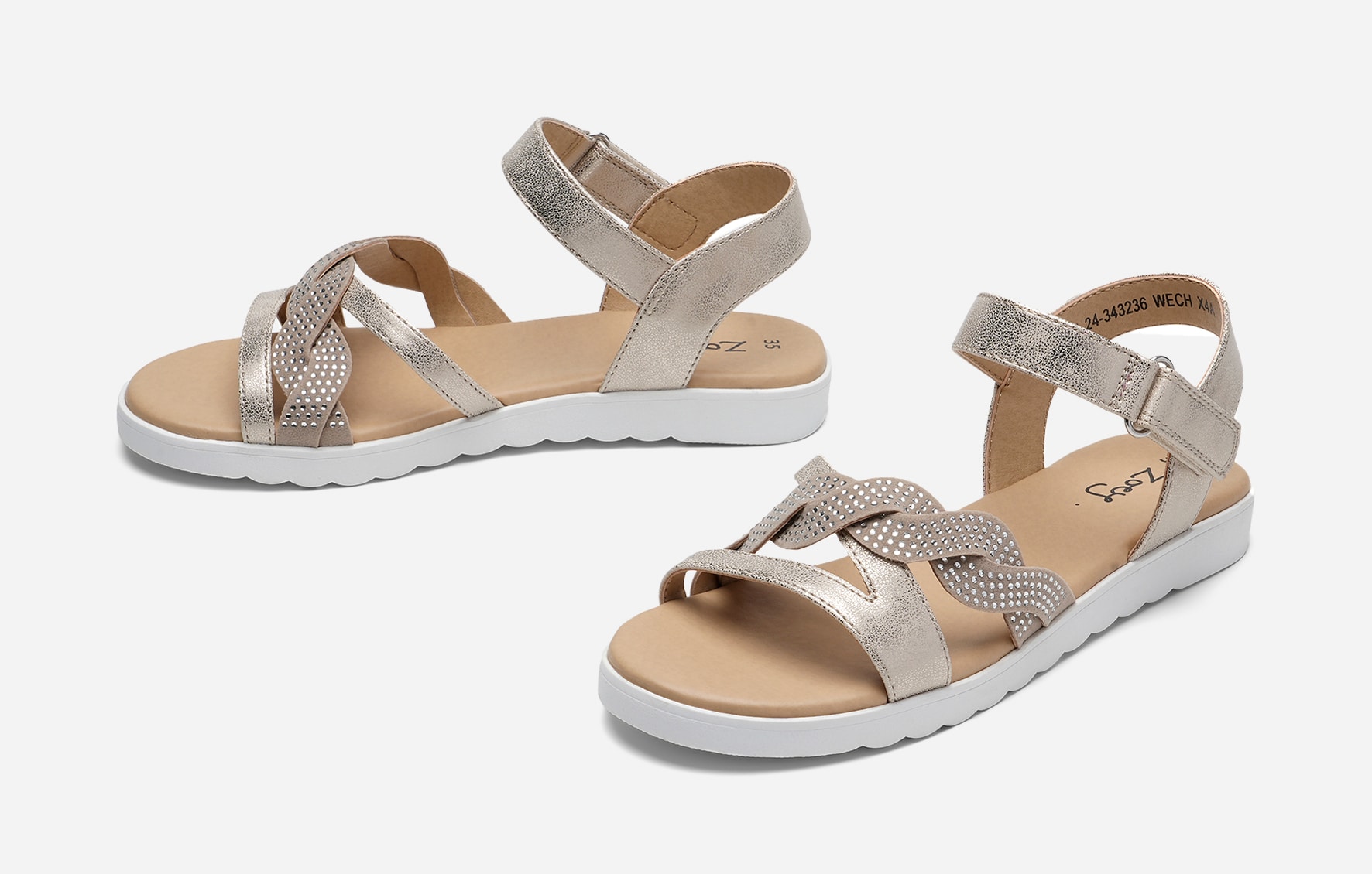 ZOEY, Sandaler med remmar Metallfärgade