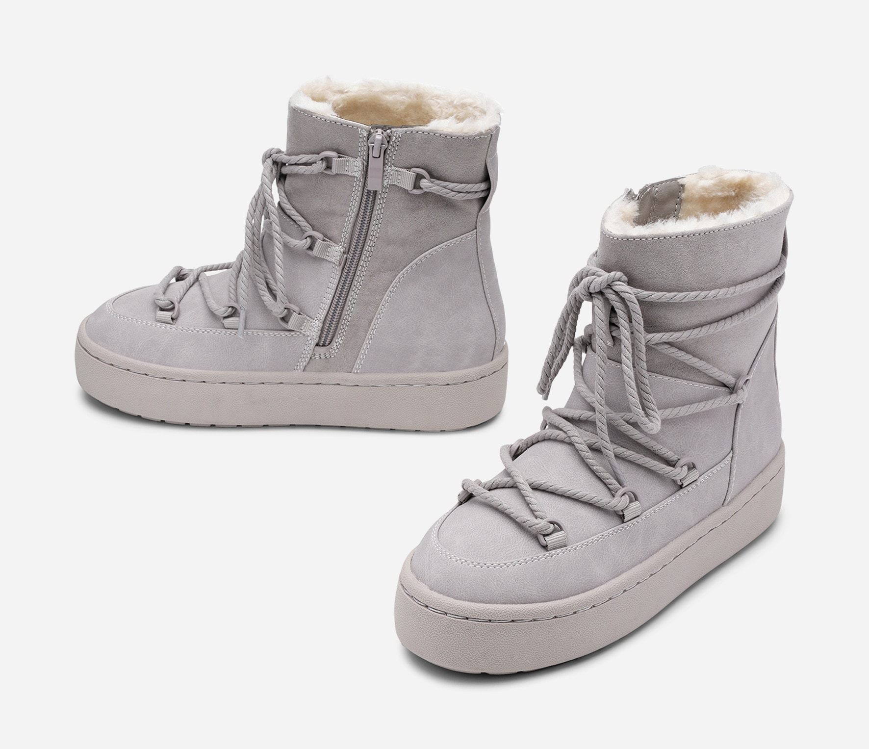 VOX, Varmfodrade boots med snörning Gråa