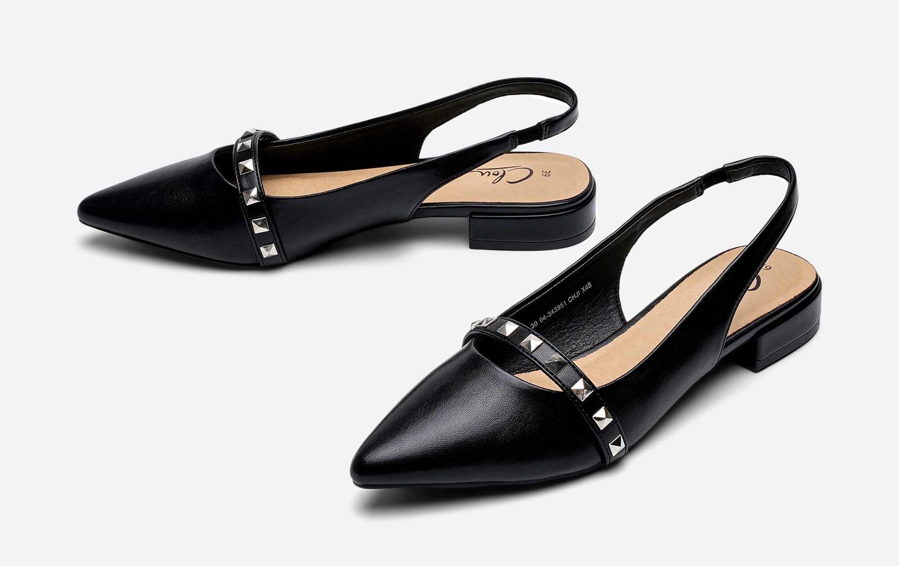 CLOU, Ballerinaskor med slingback Svarta