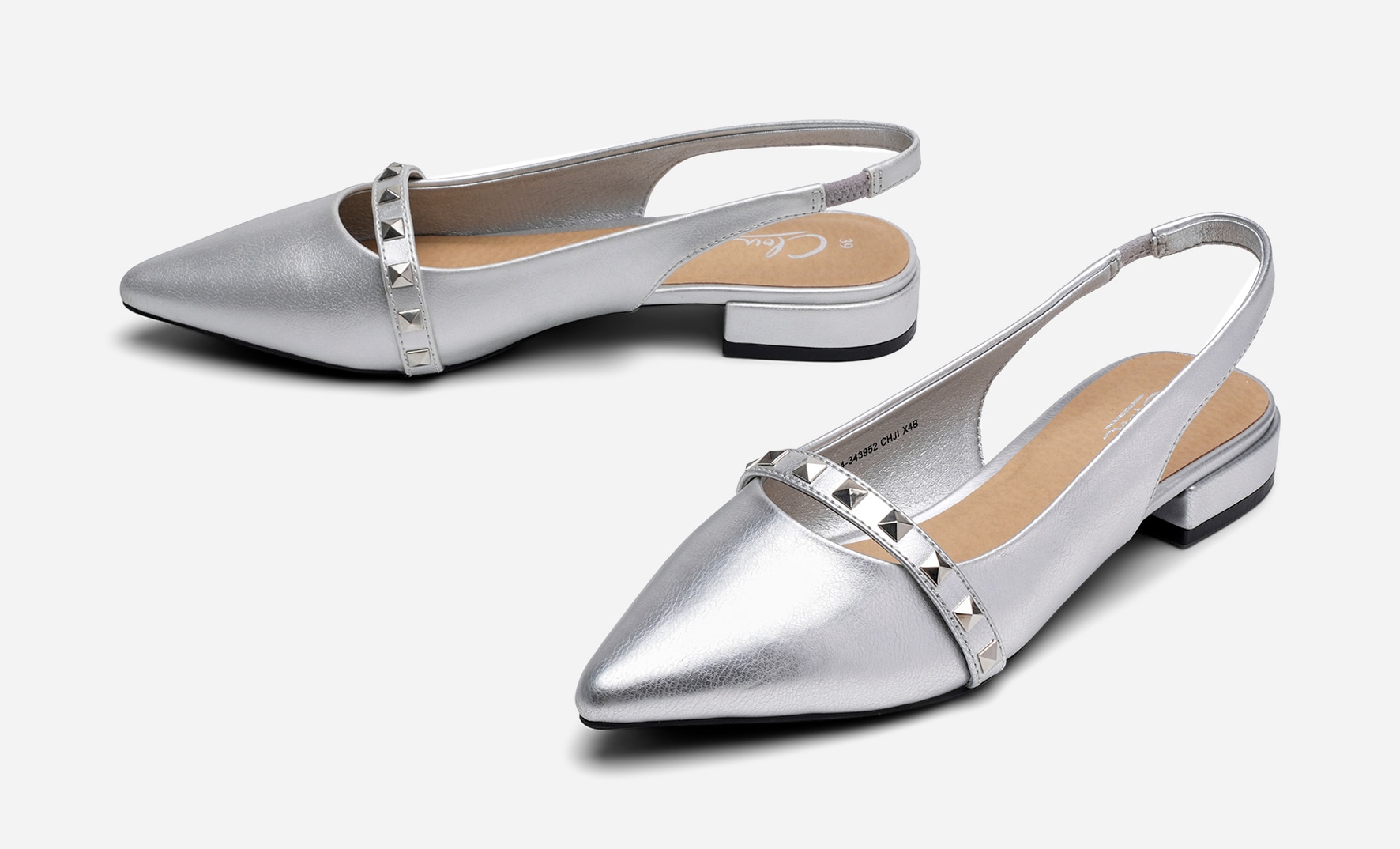 CLOU, Ballerinaskor med slingback Metallfärgade