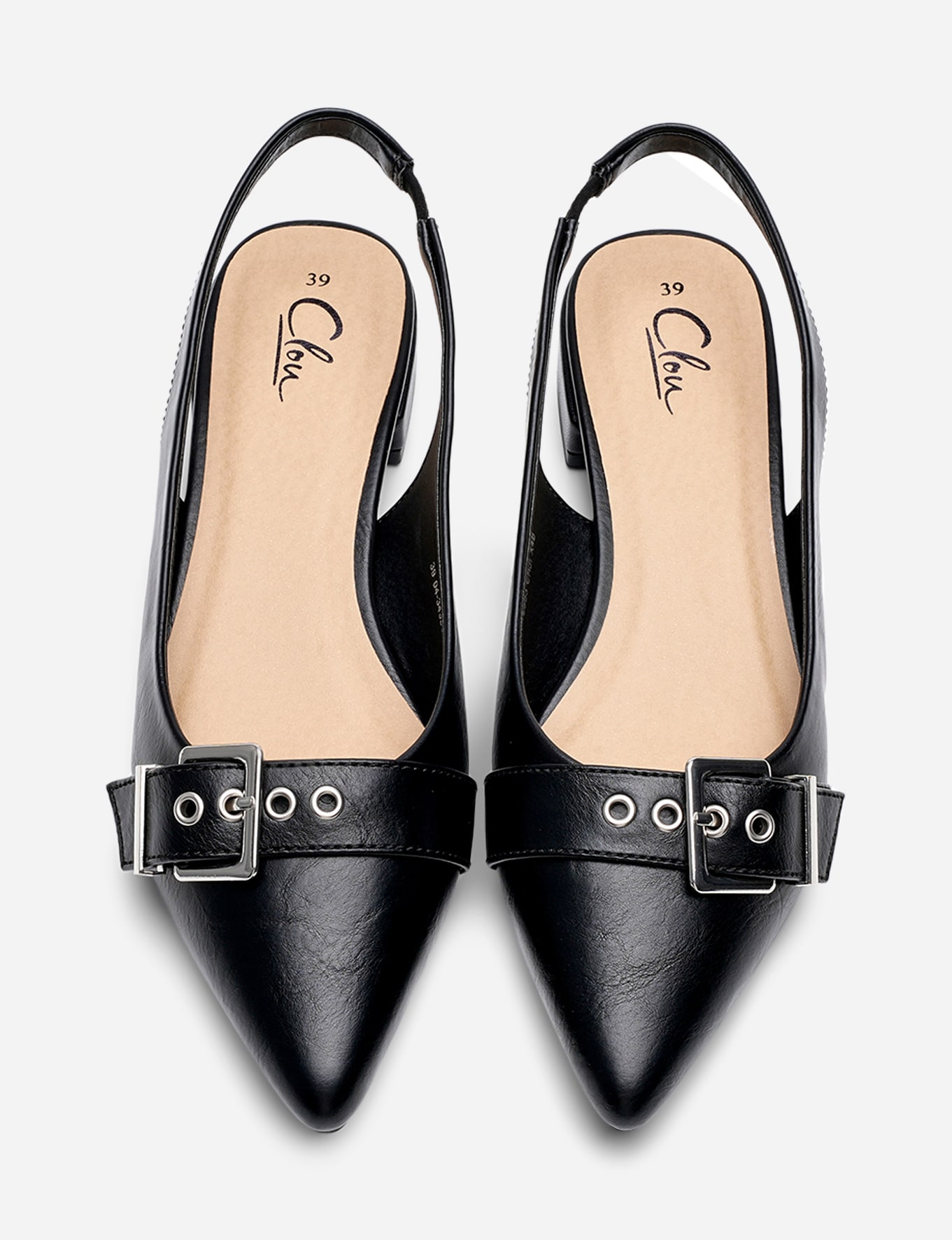 CLOU, Ballerinaskor med slingback Svarta