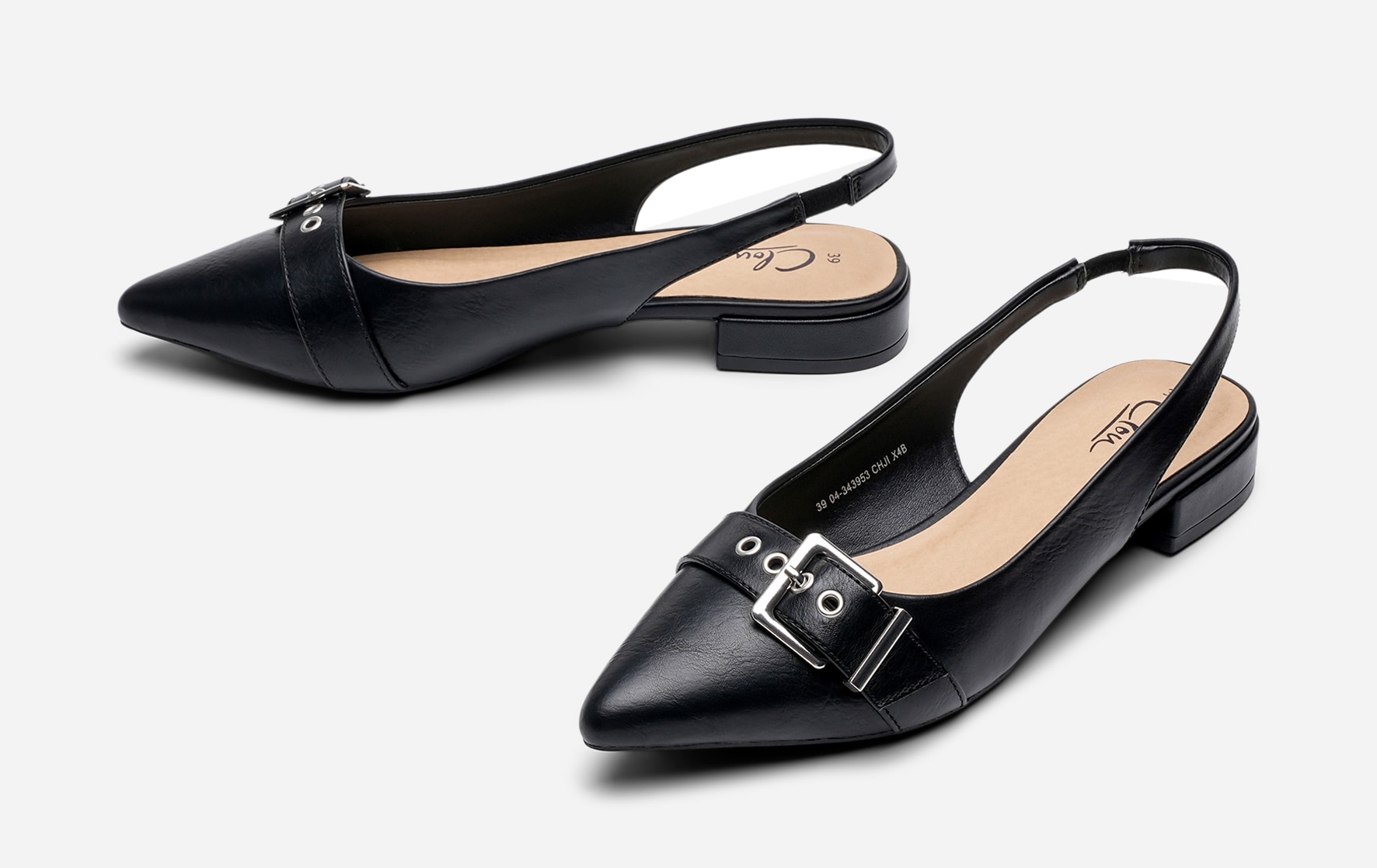 CLOU, Ballerinaskor med slingback Svarta