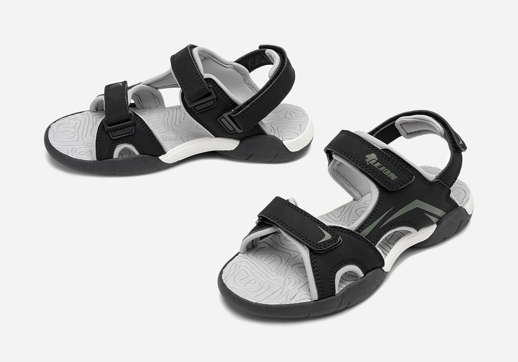 LEJON, Sandaler med remmar Svarta