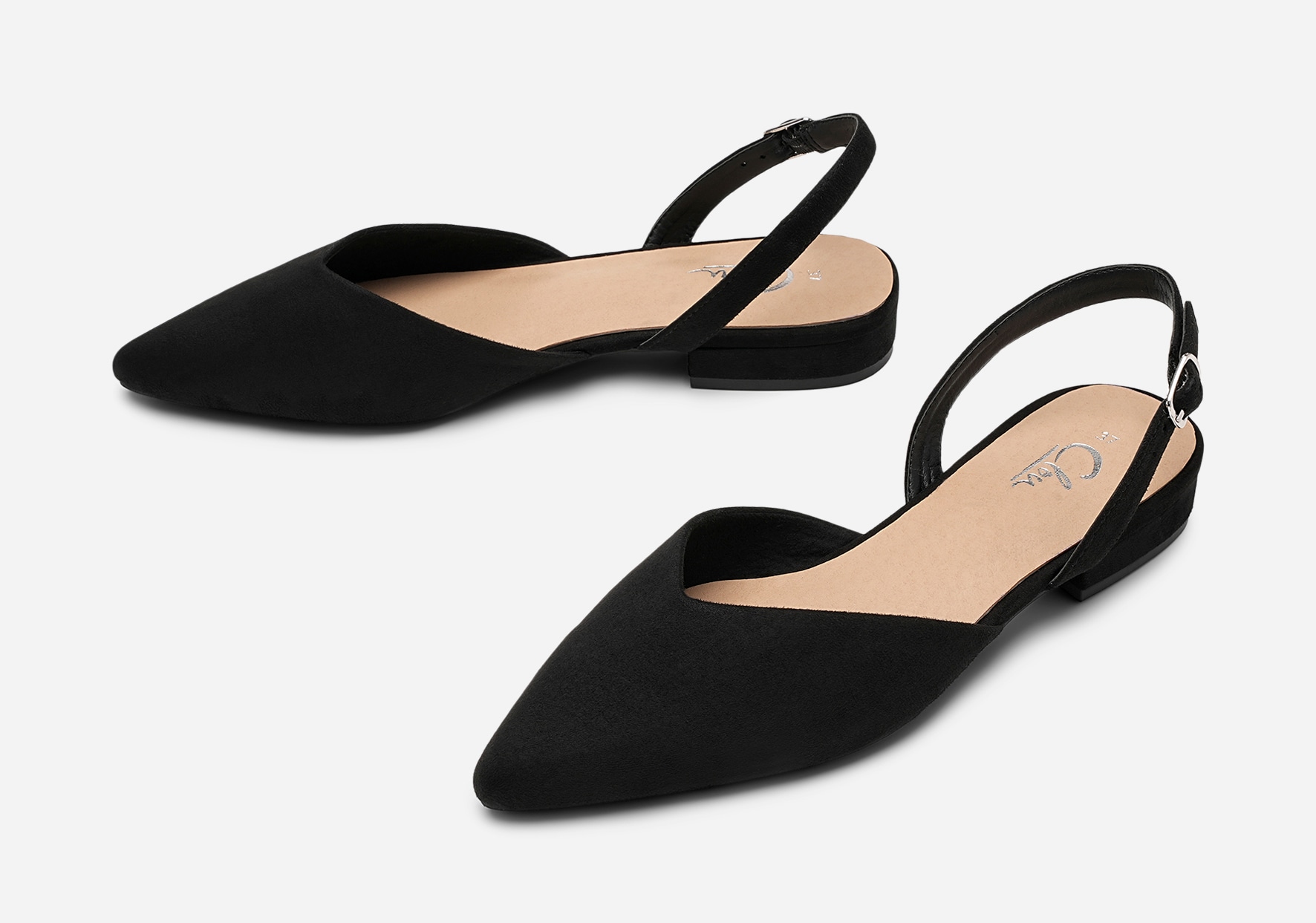 CLOU, Ballerinaskor med slingback Svarta