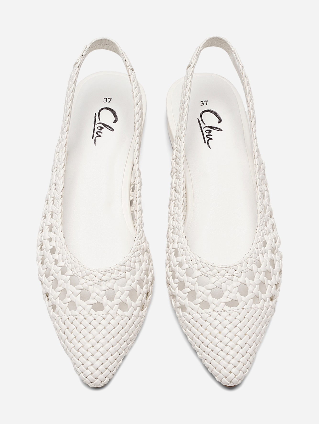 CLOU, Ballerinaskor med slingback Vita