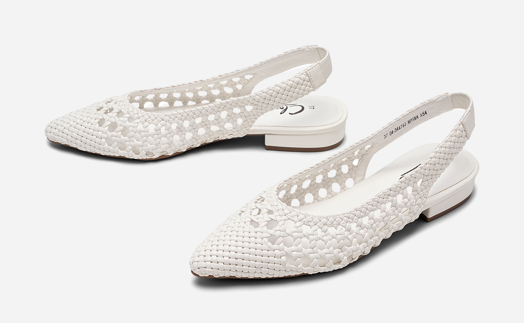 CLOU, Ballerinaskor med slingback Vita