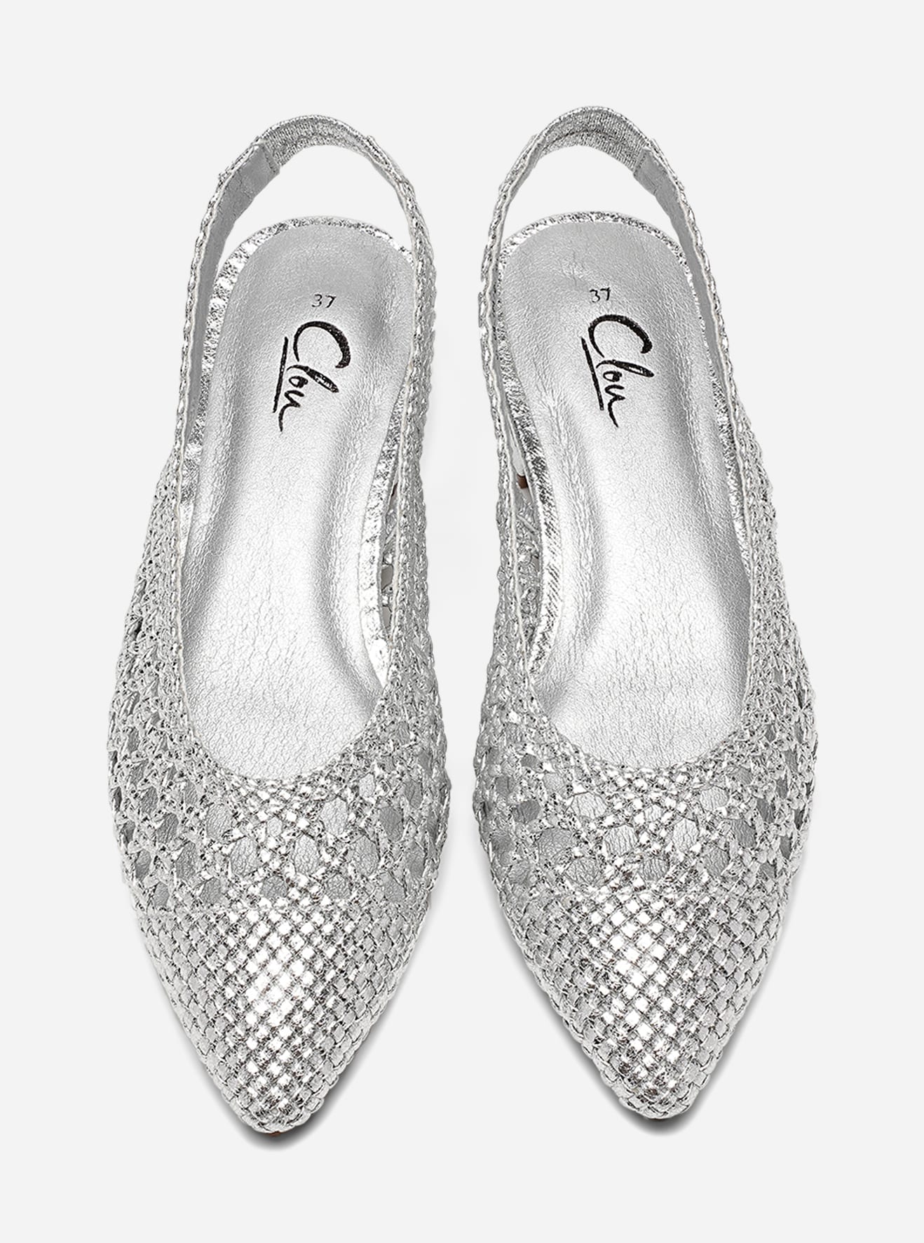 CLOU, Ballerinaskor med slingback Metallfärgade