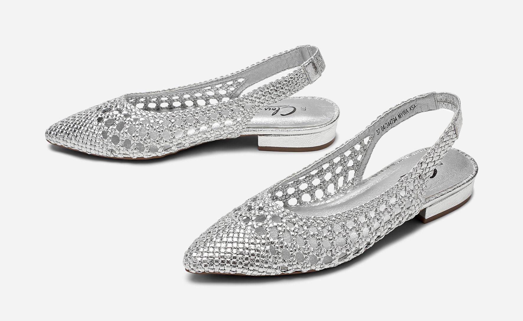 CLOU, Ballerinaskor med slingback Metallfärgade