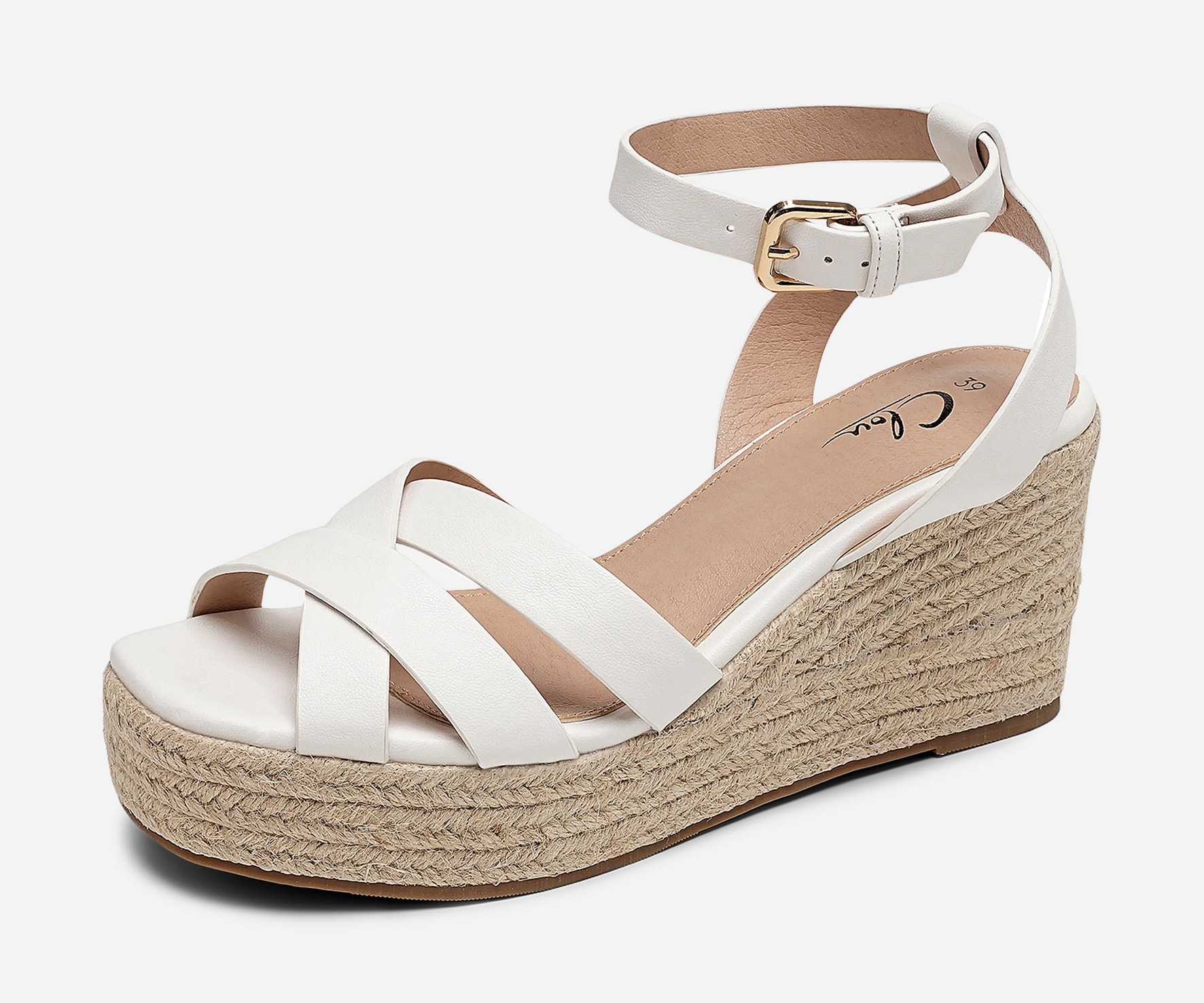 CLOU, Sandaletter med repsula Vita