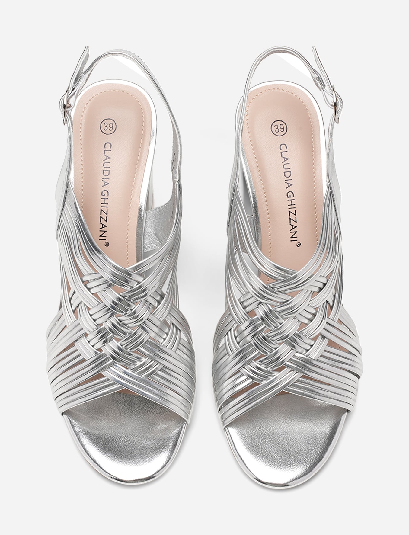 CLAUDIA GHIZZANI, Sandaletter Metallfärgade