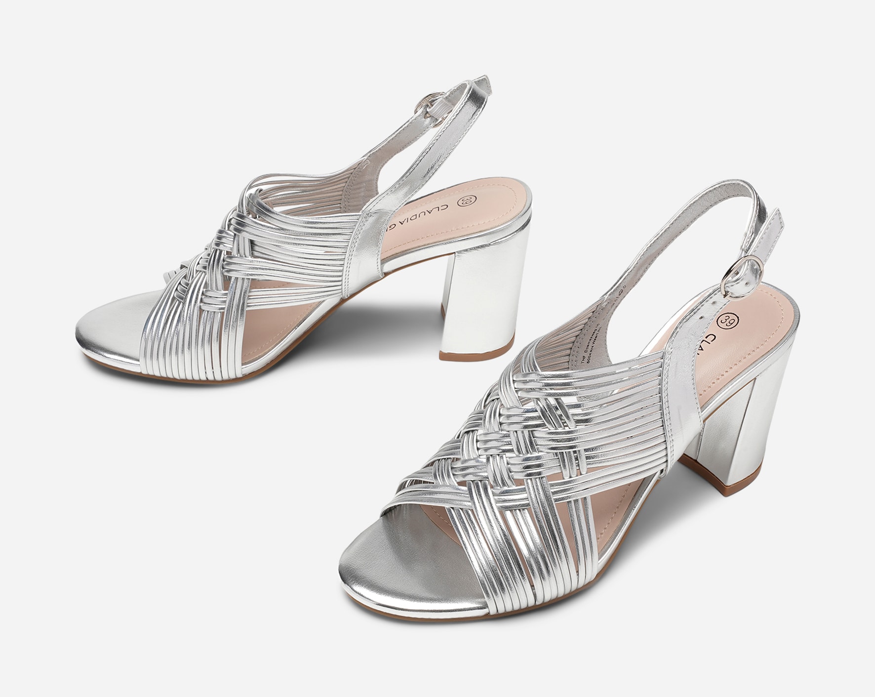 CLAUDIA GHIZZANI, Sandaletter Metallfärgade