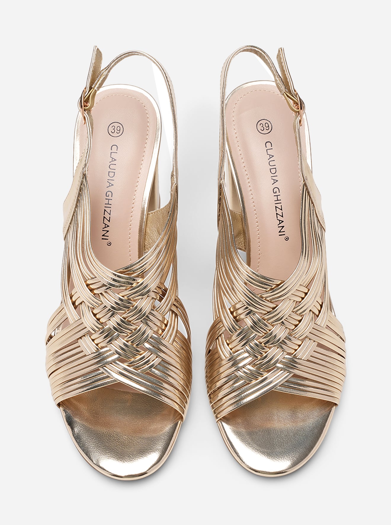 CLAUDIA GHIZZANI, Sandaletter Metallfärgade