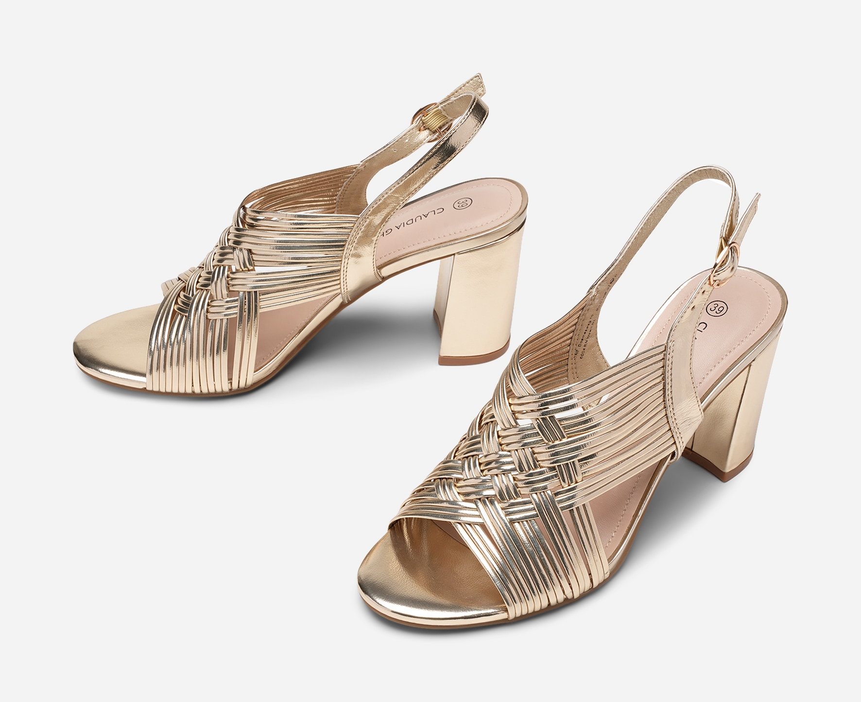 CLAUDIA GHIZZANI, Sandaletter Metallfärgade