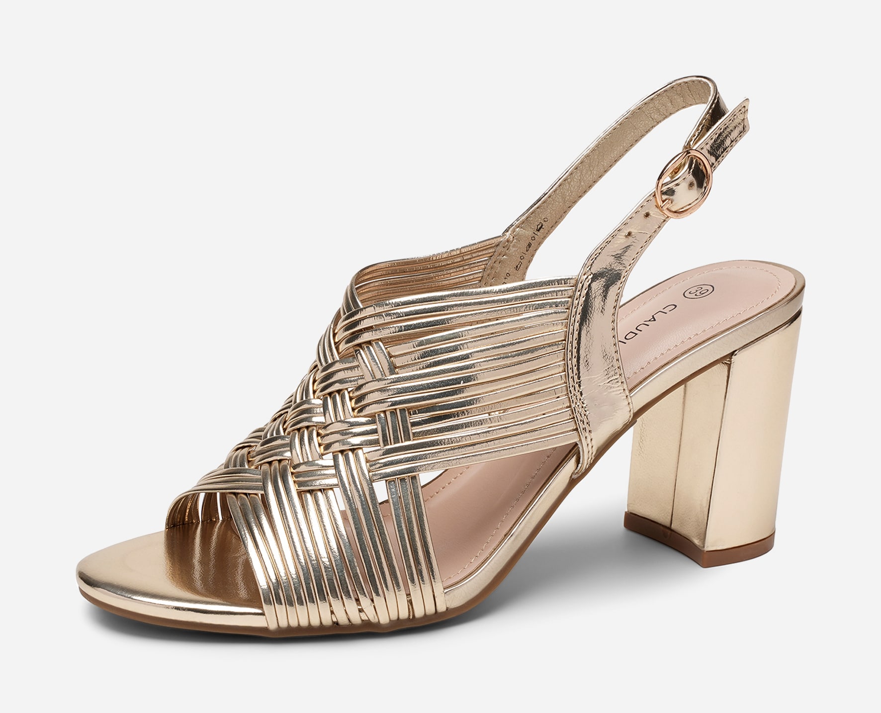 CLAUDIA GHIZZANI, Sandaletter Metallfärgade