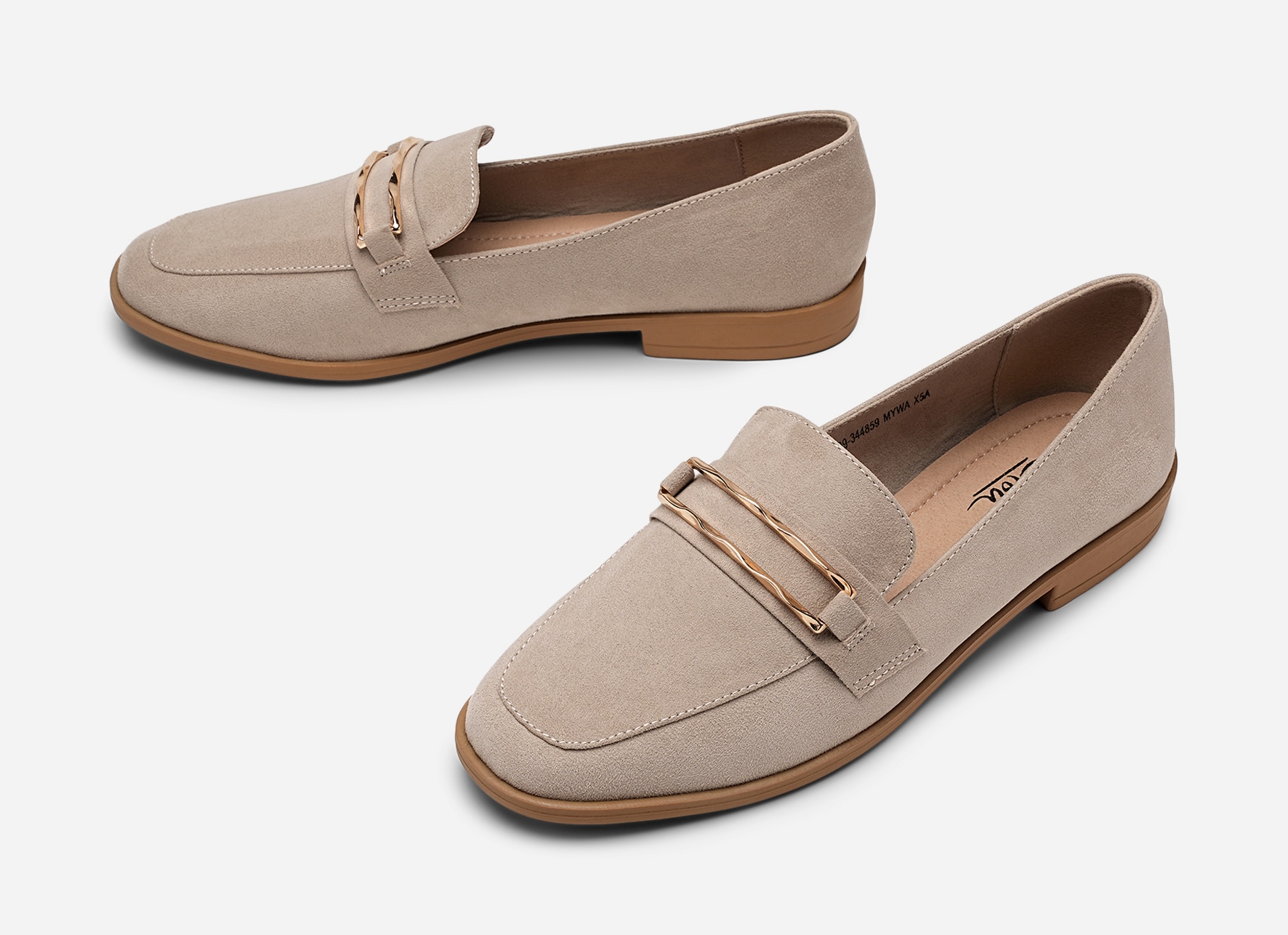 CLOU, Loafers med spänne Beigea