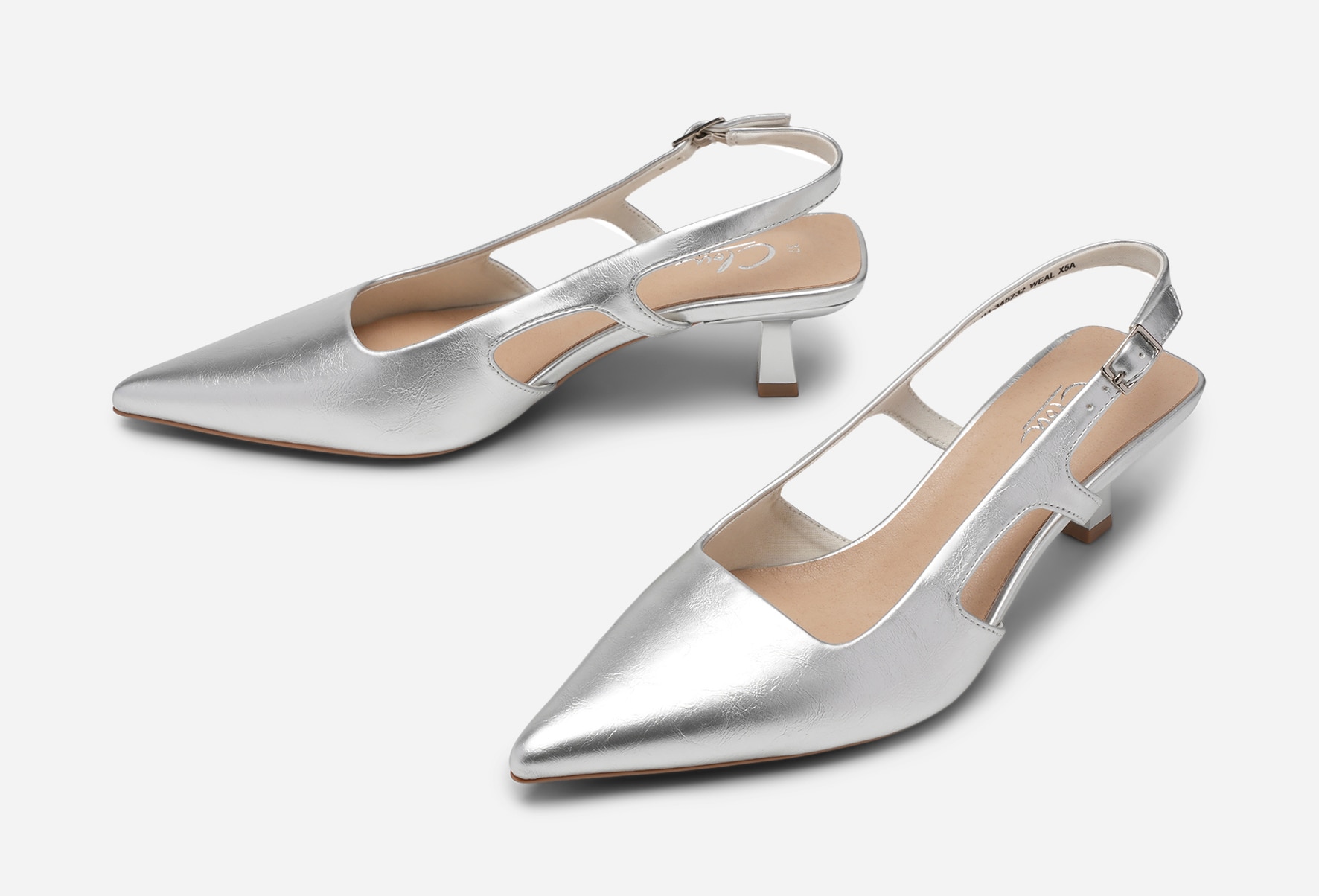 CLOU, Pumps med slingback Metallfärgade
