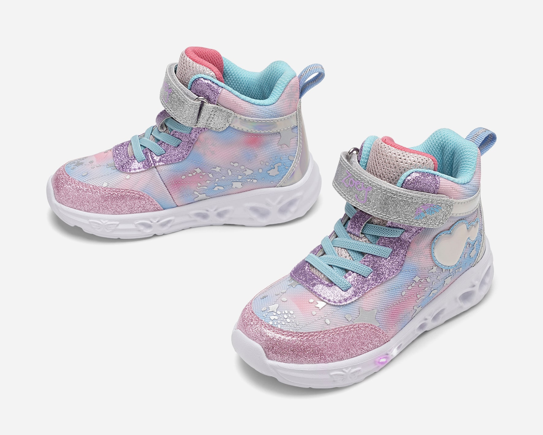 ZOEY, Höga sneakers med blinkande sula Rosa