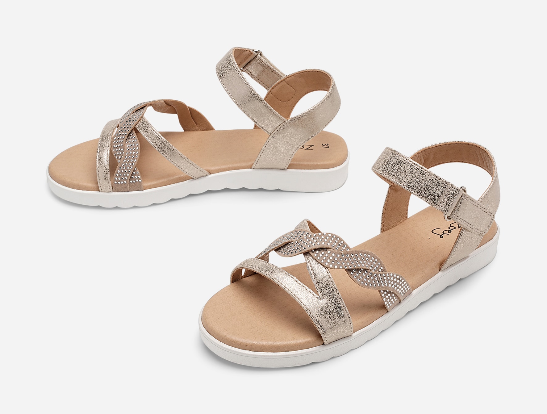 ZOEY, Sandaler med remmar Metallfärgade