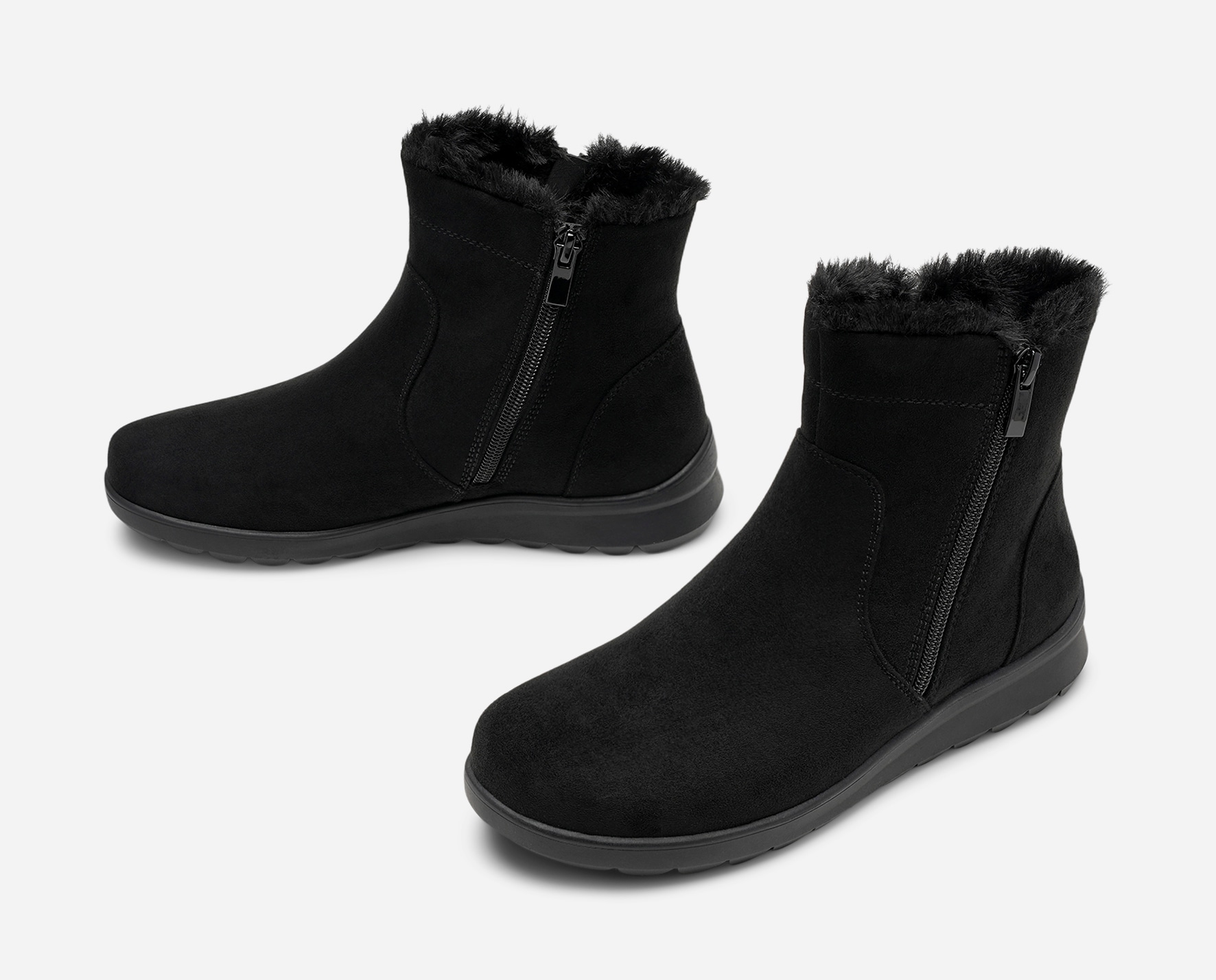 CLOU COMFORT, Varmfodrade boots med dragkedja Svarta