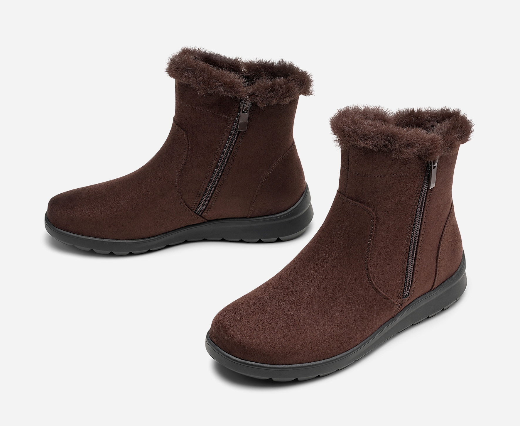 CLOU COMFORT, Varmfodrade boots med dragkedja Bruna