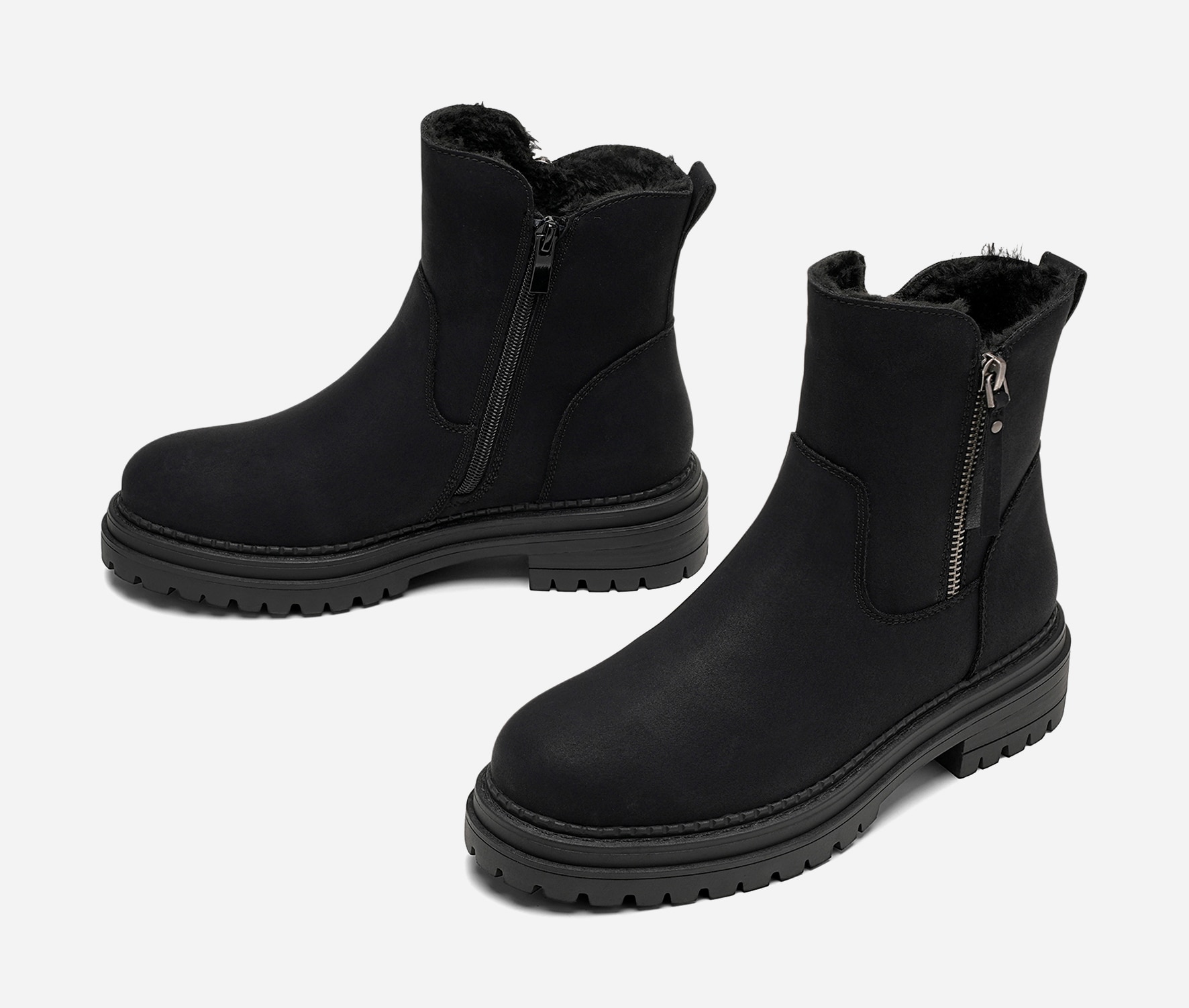 CLOU, Varmfodrade boots med dragkedja Svarta