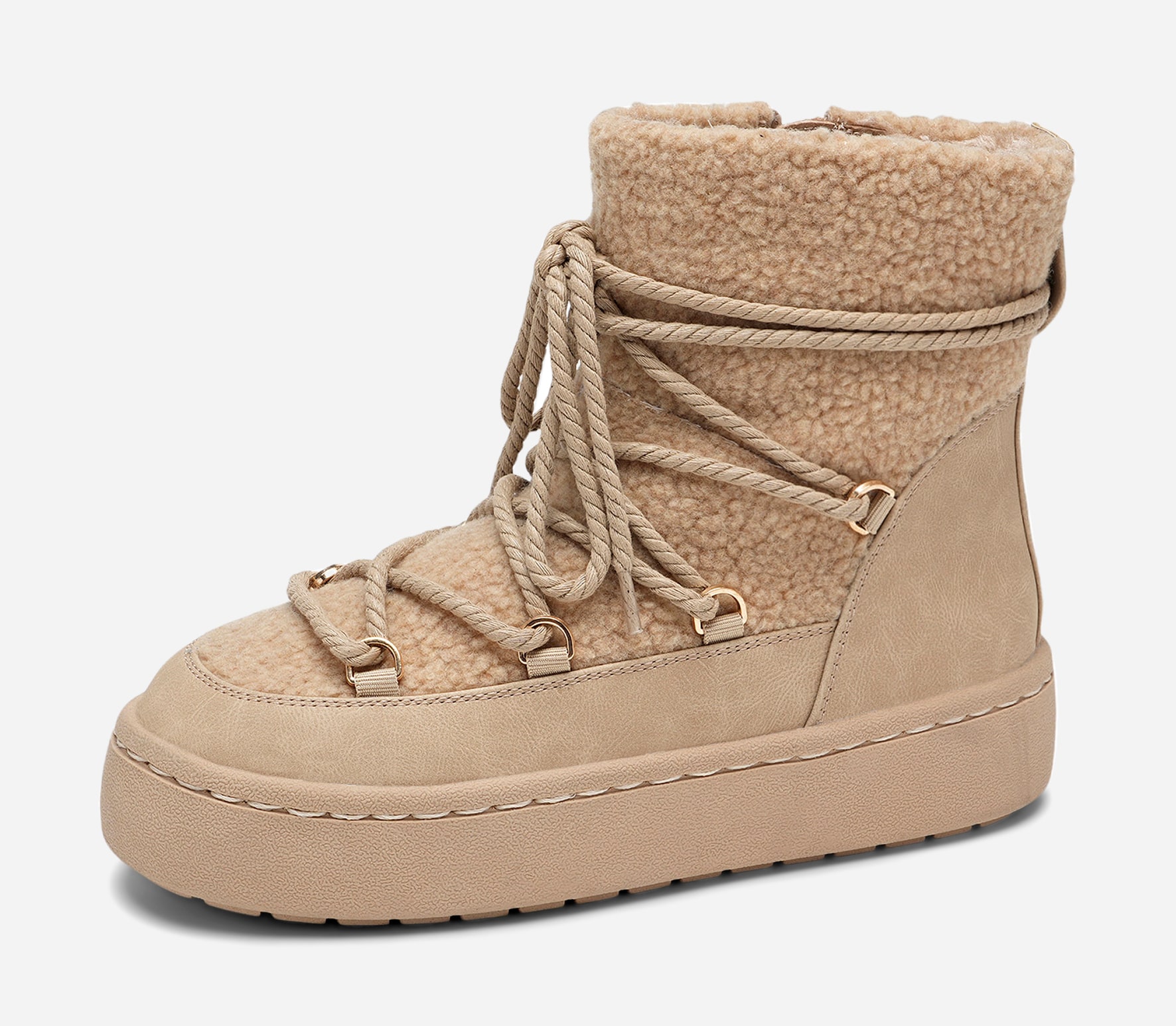 VOX, Varmfodrade boots med snörning Beigea