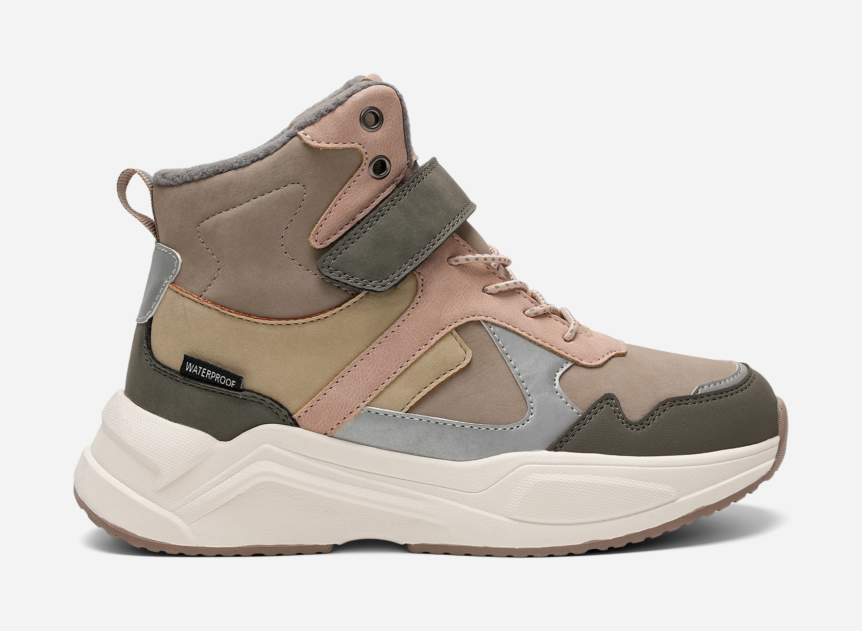 LEJON, Fleecefodrade höga sneakers waterproof Gröna