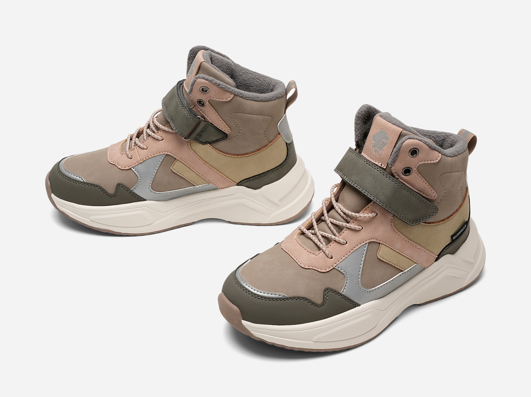 LEJON, Fleecefodrade höga sneakers waterproof Gröna