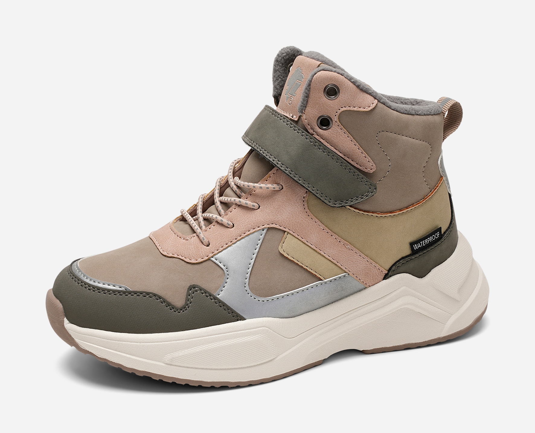 LEJON, Fleecefodrade höga sneakers waterproof Gröna