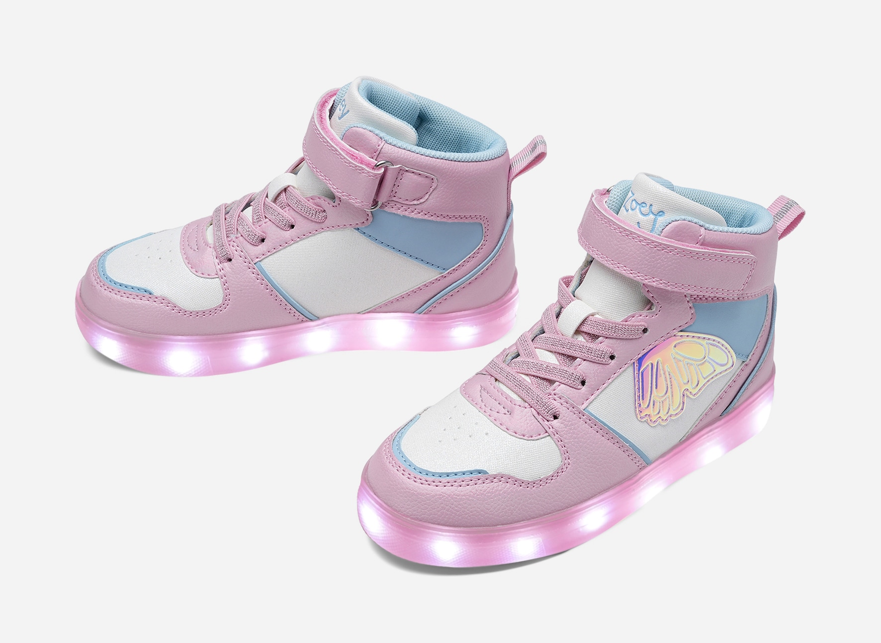 ZOEY, Höga sneakers med blinkande sula Rosa
