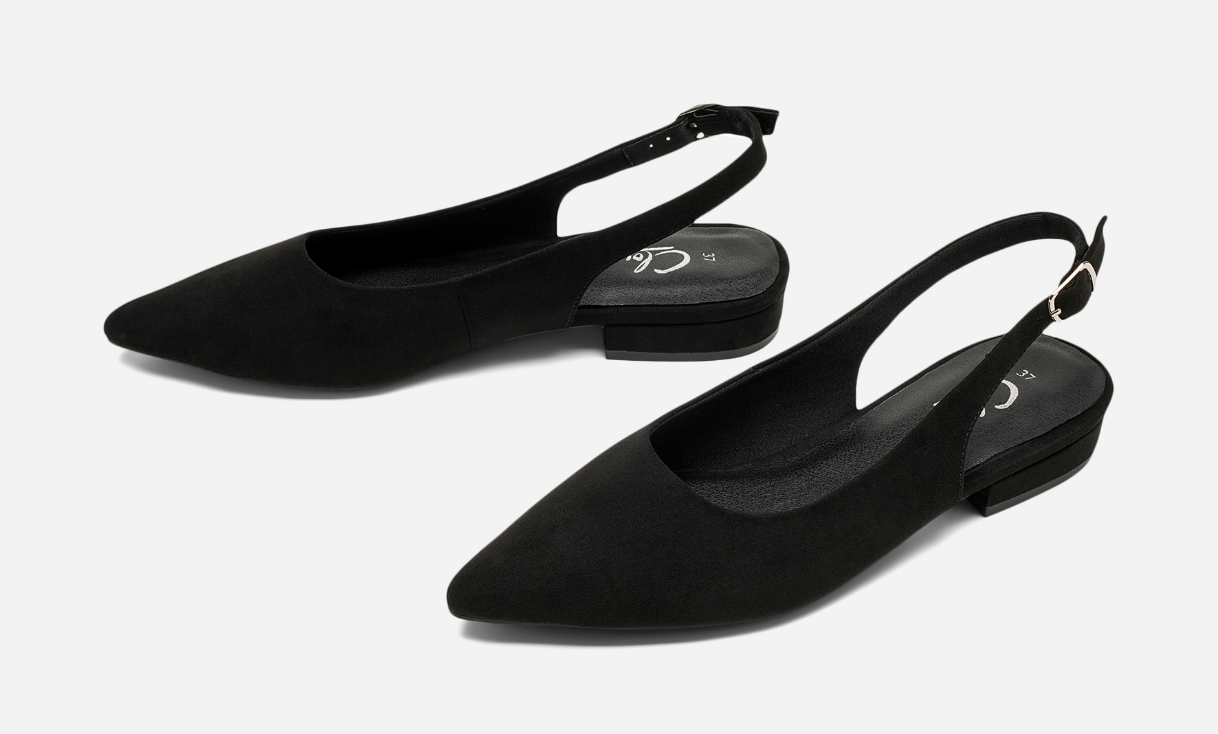 CLOU, Ballerinaskor med slingback Svarta