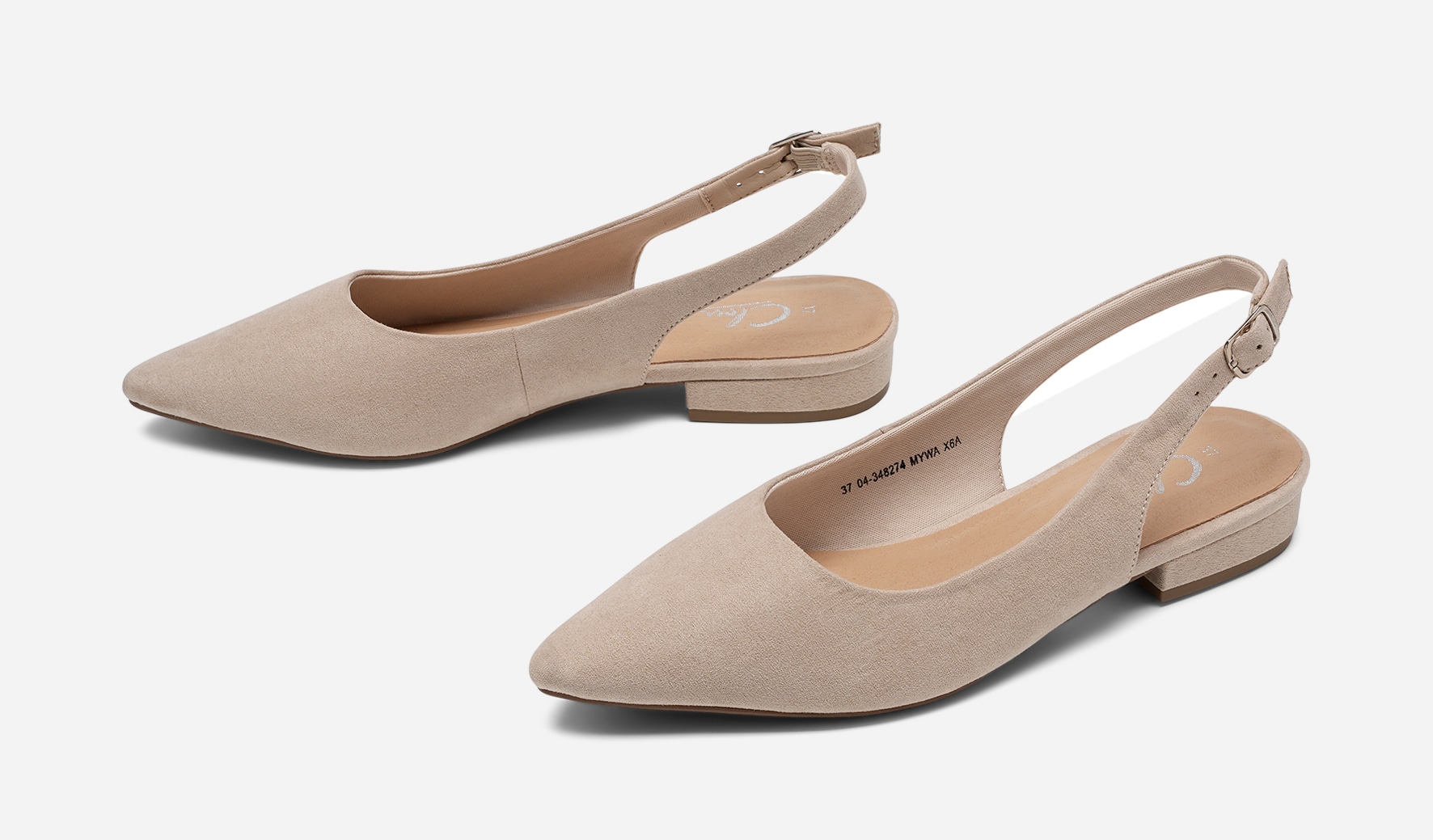 CLOU, Ballerinaskor med slingback Beigea