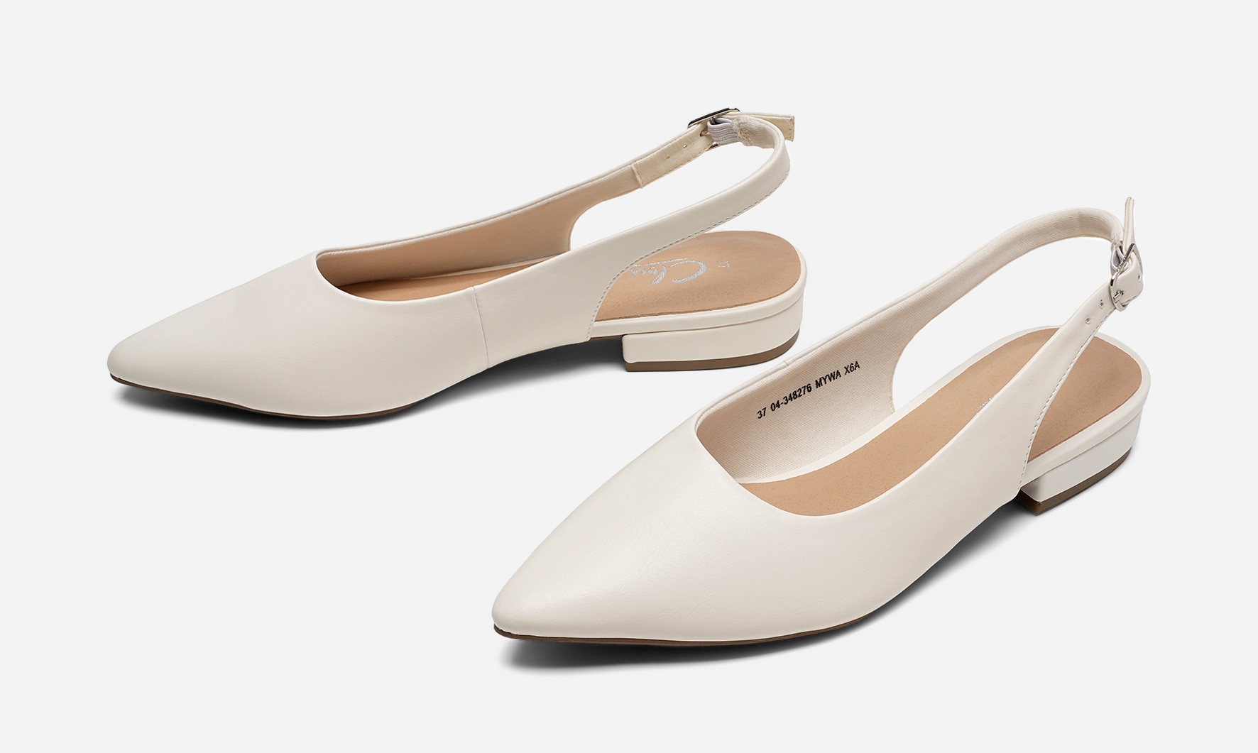CLOU, Ballerinaskor med slingback Vita