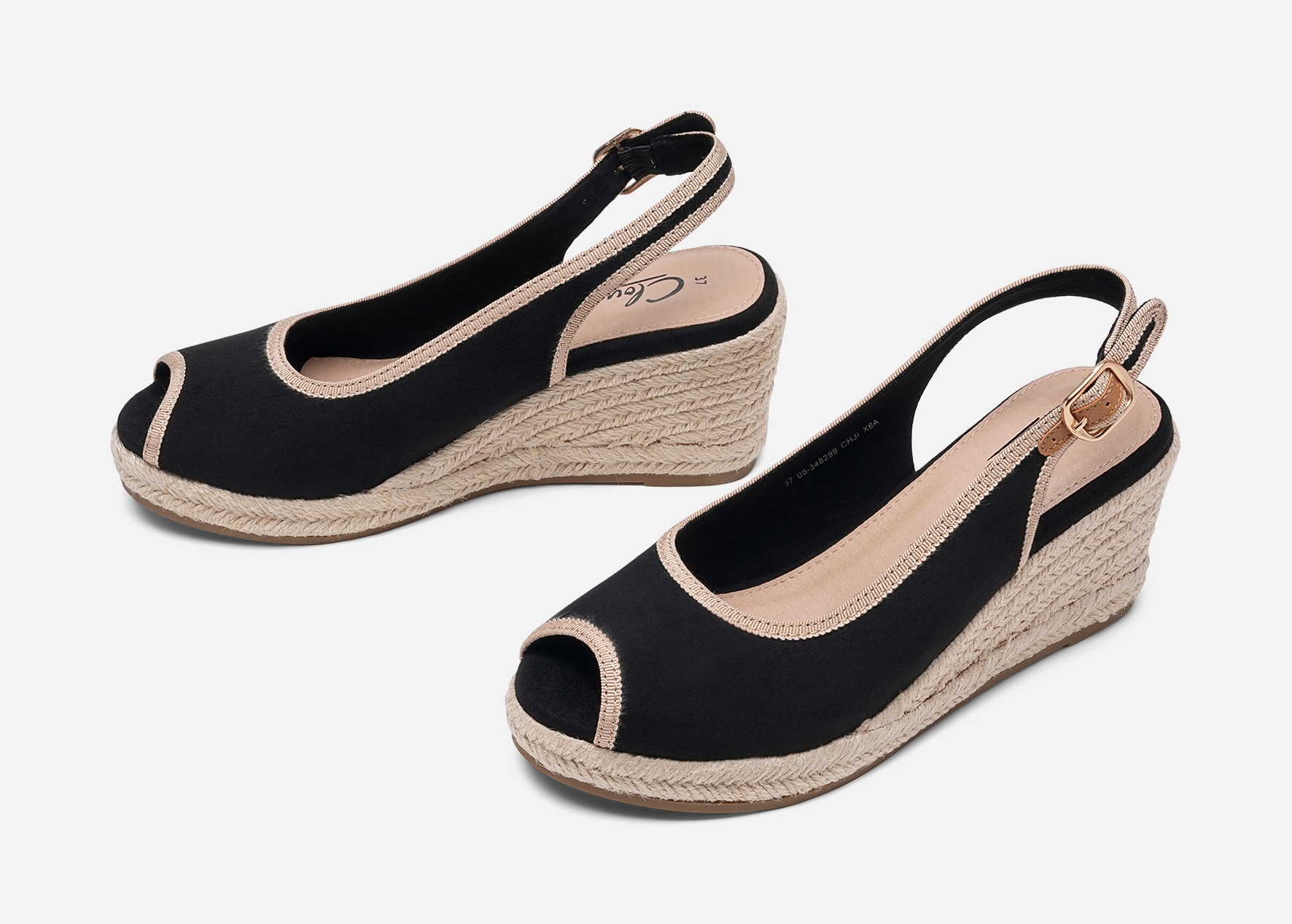 CLOU, Sandaletter med repsula Svarta