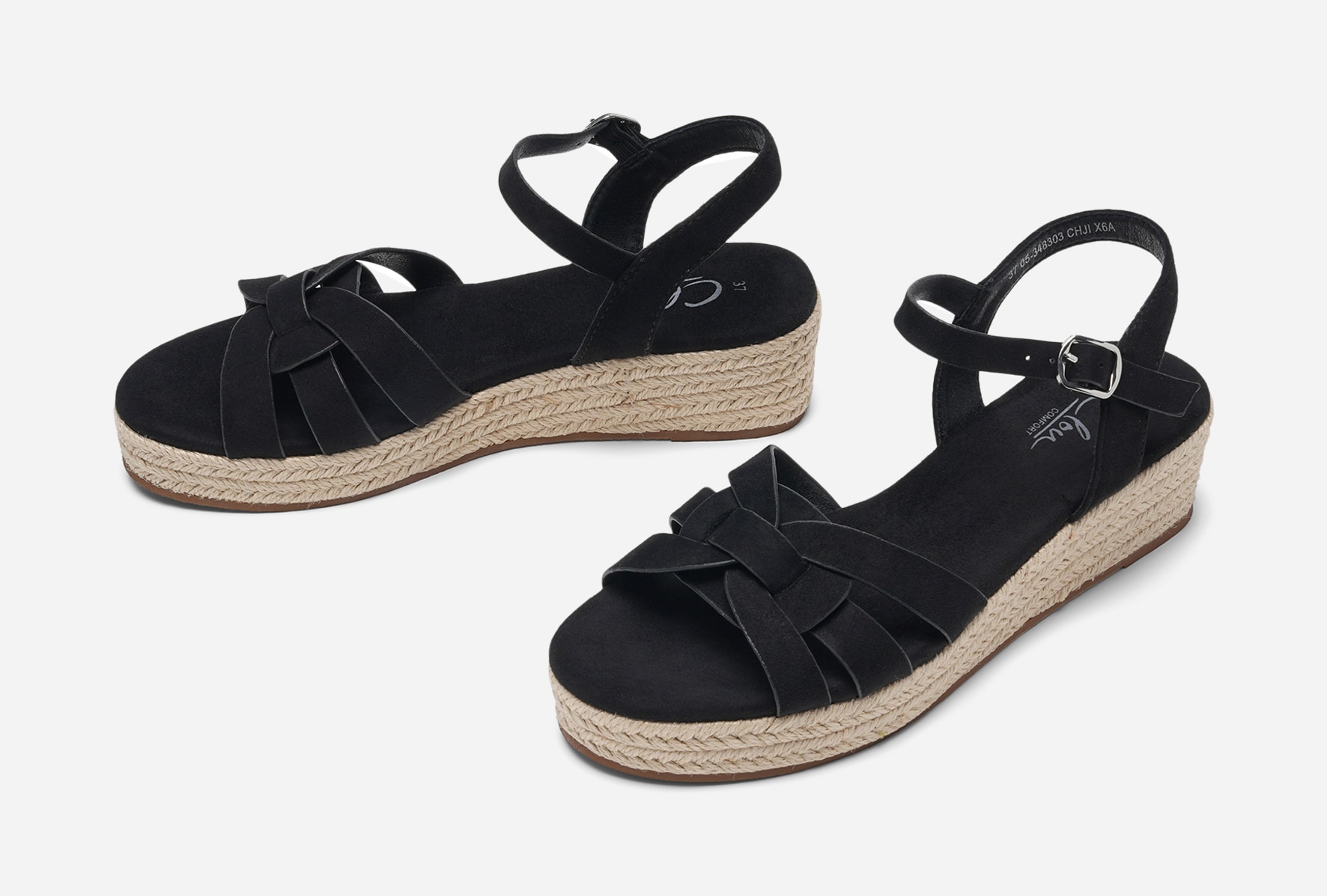 CLOU, Sandaletter med repsula Svarta